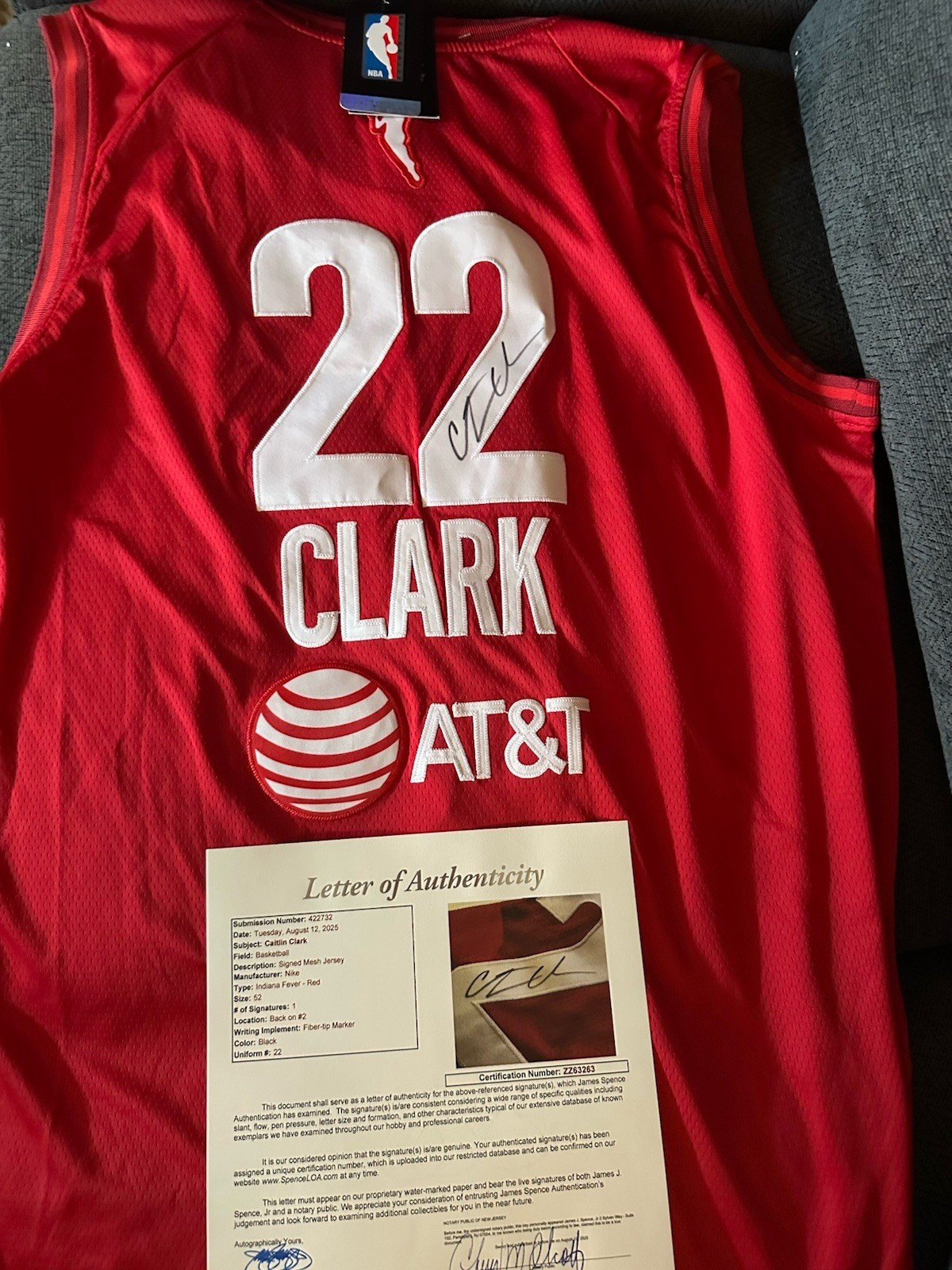 Caitlin Clark SIGNED Indiana Fever Jersey XL JSA Authentication LOA COA Fever