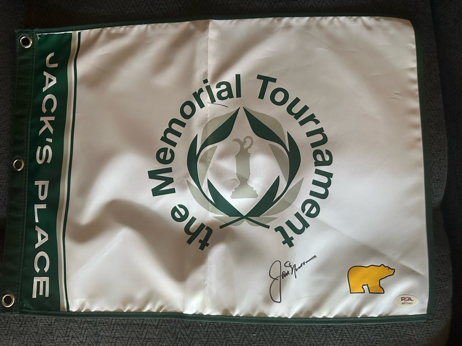 Jack Nicklaus SIGNED Memorial Golf Flag Augusta PSA/DNA Authenticated COA Stray