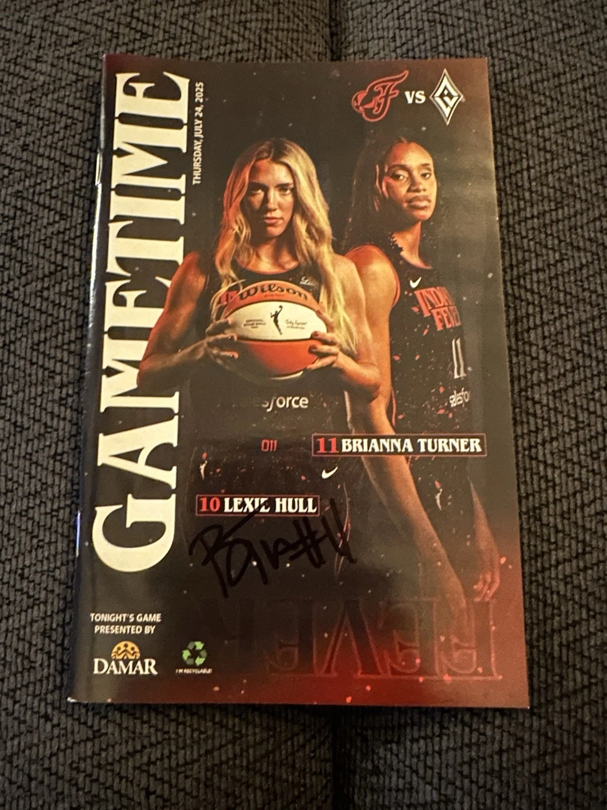 July 24, 2025 Indiana Fever Gametime Program Magazine Signed Brianna Turner