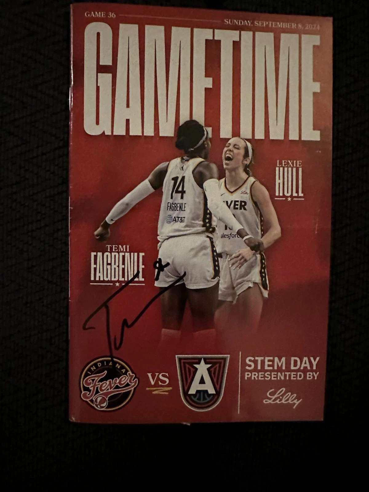September 8, 2024 Indiana Fever Gametime Program Magazine Signed Temi Fagbenle