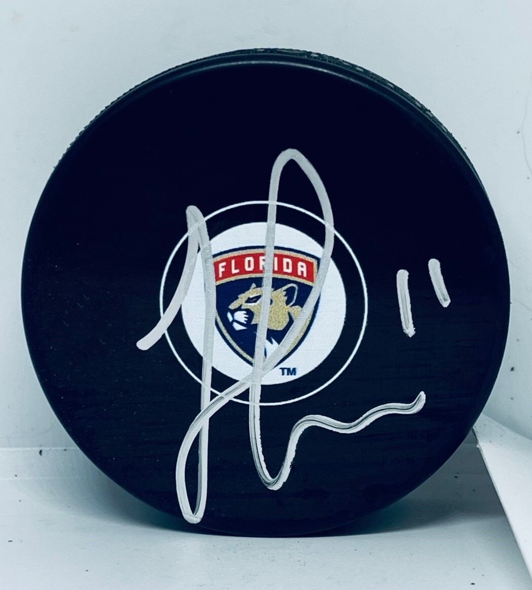Jonathan Huberdeau signed Florida Panthers Puck autographed