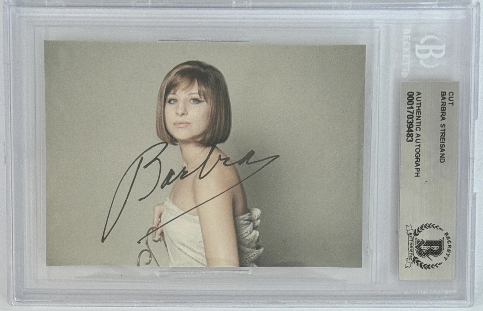 SIGNED Barbra Streisand Vintage Young Picture Cut BAS Beckett COA Autographed