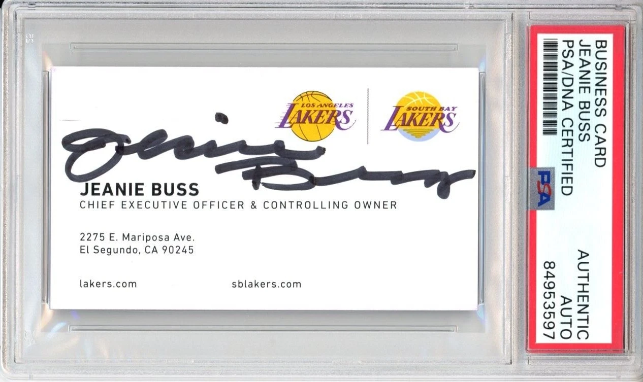 JEANIE BUSS LOS ANGELES LAKERS CEO OWNER SIGNED BUSINESS CARD PSA DNA COA AUTO