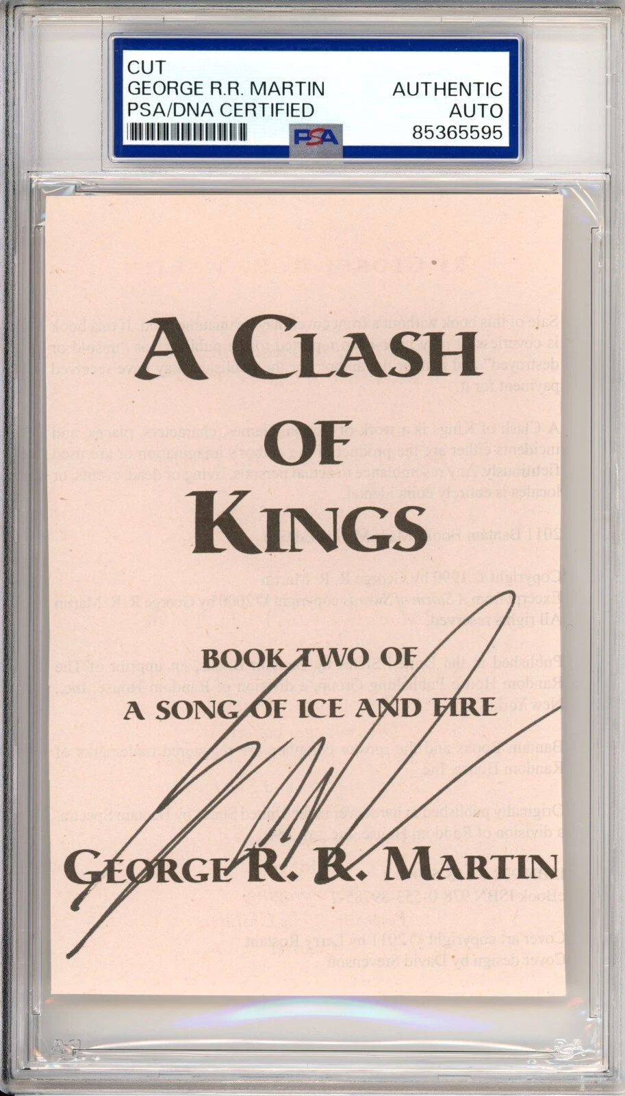 GEORGE RR MARTIN SIGNED GAME OF THRONES A CLASH OF KINGS AUTOGRAPHED PSA DNA COA