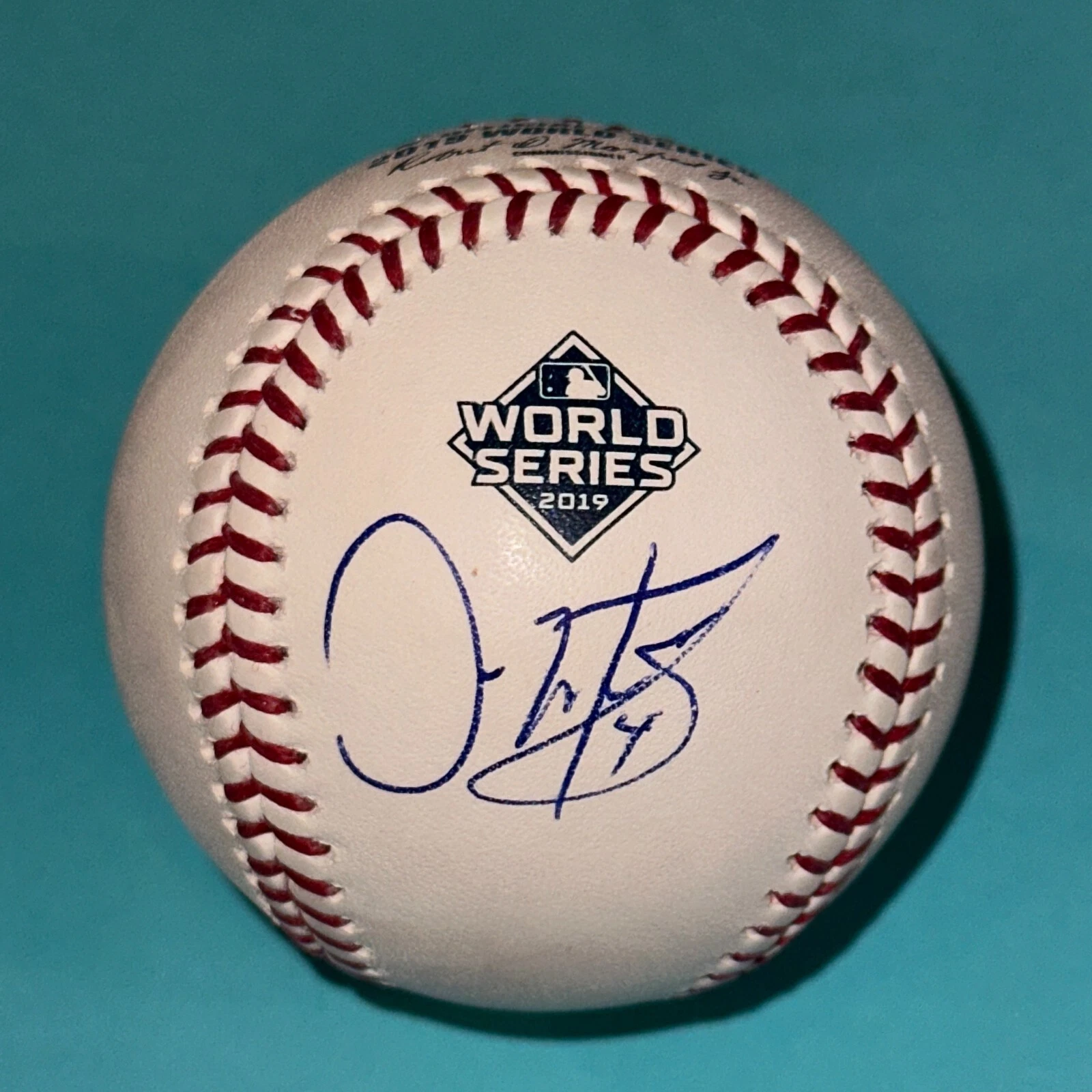 DAVE MARTINEZ Signed Official 2019 WORLD SERIES Baseball Beckett (BAS)