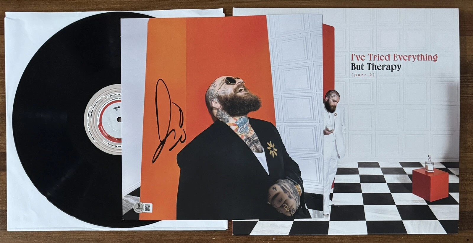 Teddy Swims SIGNED AUTOGRAPH Everything Therapy Art Card & Vinyl BAS Beckett COA