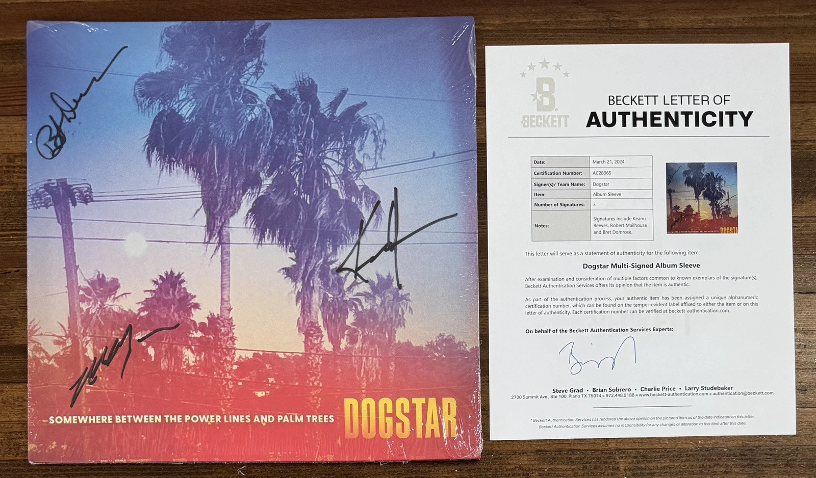 Dogstar Keanu Reeves SIGNED COVER Watermelon Vinyl LP BAS Beckett COA Autograph