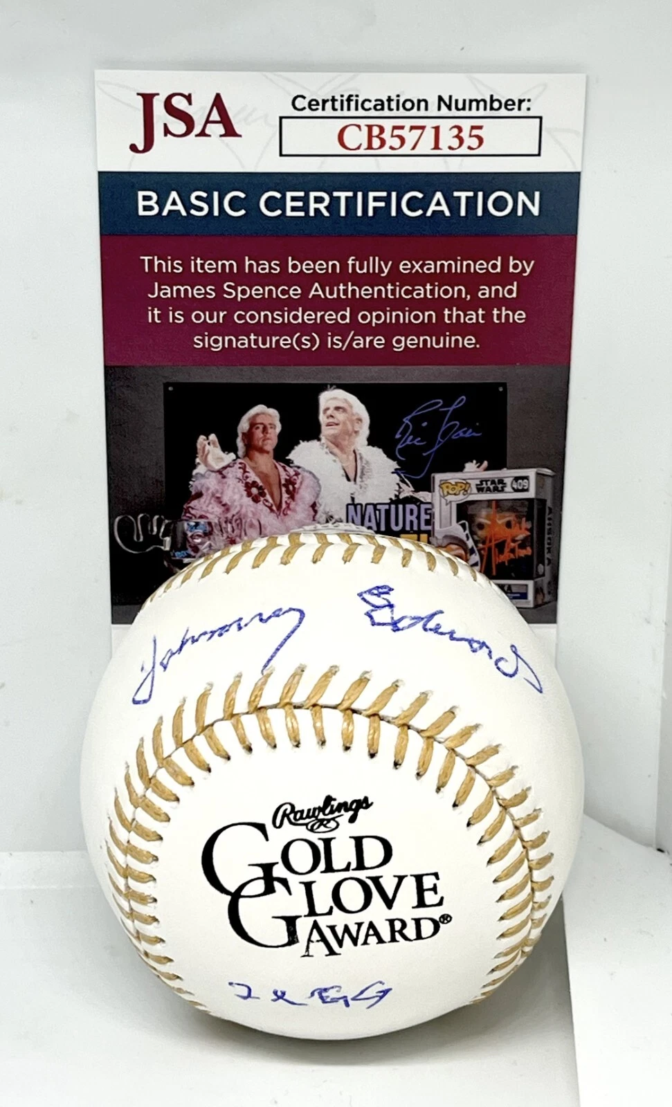 Johnny Edwards Cincinnati Reds signed Gold Glove Baseball Ball W Inscription JSA
