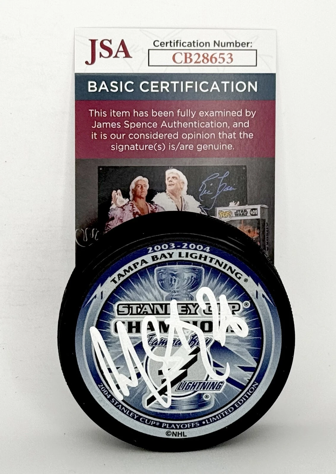 Martin St. Louis signed Tampa Bay Lightning 2004 Stanley Cup Champs Puck JSA