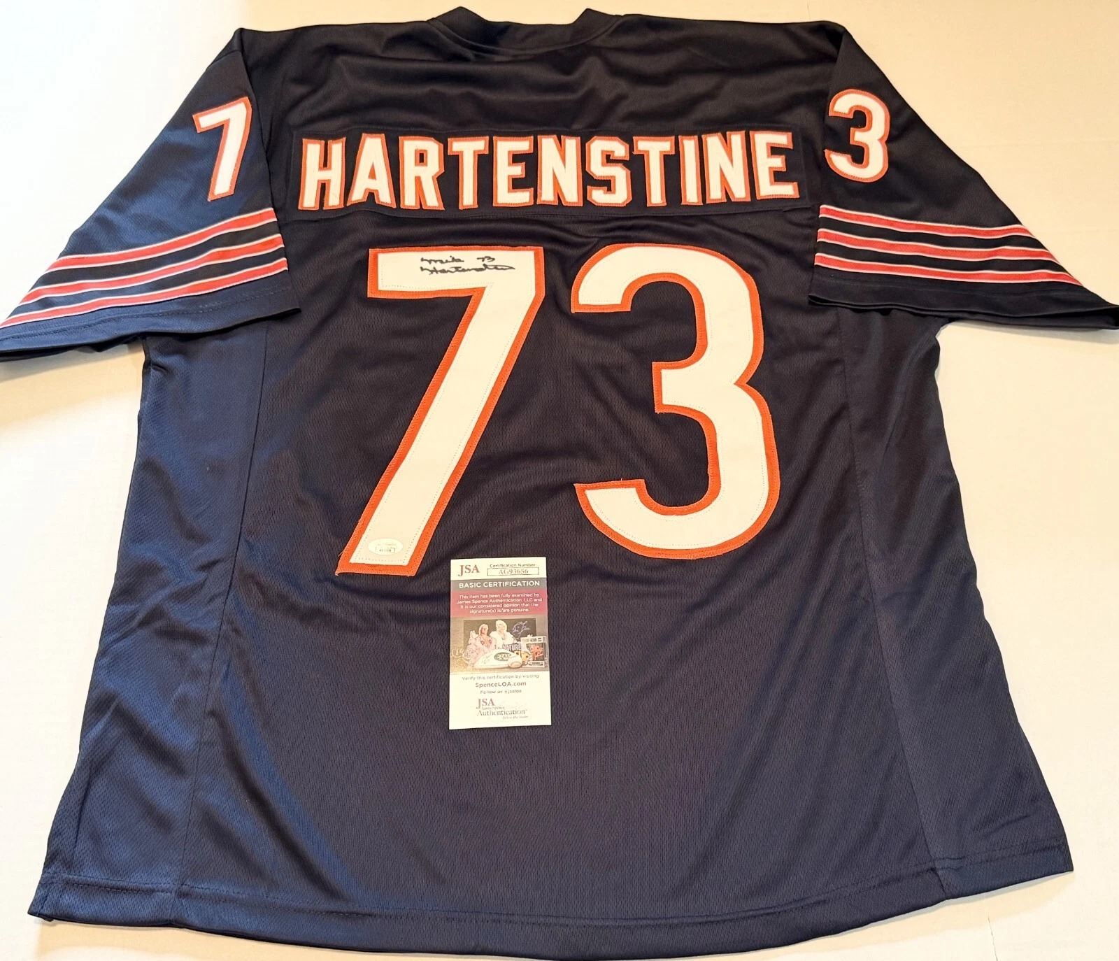 Mike Hartenstine Chicago Bears signed Custom jersey autographed JSA COA