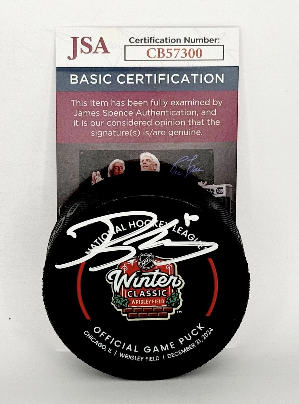 Robert Thomas St. Louis Blues signed 2024 Winter Classic Official Game Puck JSA