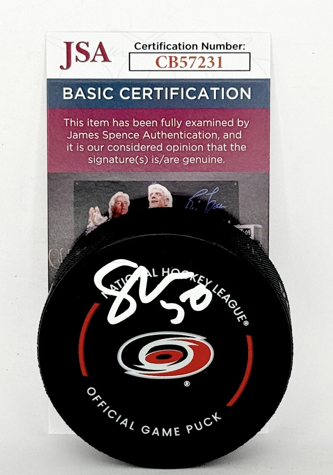 Scott Morrow signed Carolina Hurricanes Official Game Puck autographed JSA
