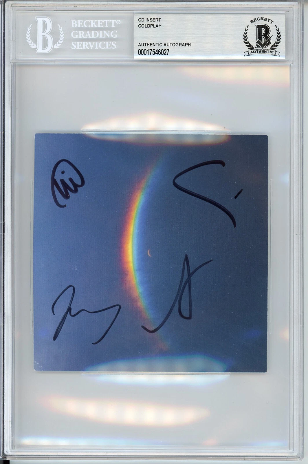COLDPLAY FULL BAND SIGNED MOON MUSIC CD COVER ART CARD Beckett BAS COA AUTOGRAPH