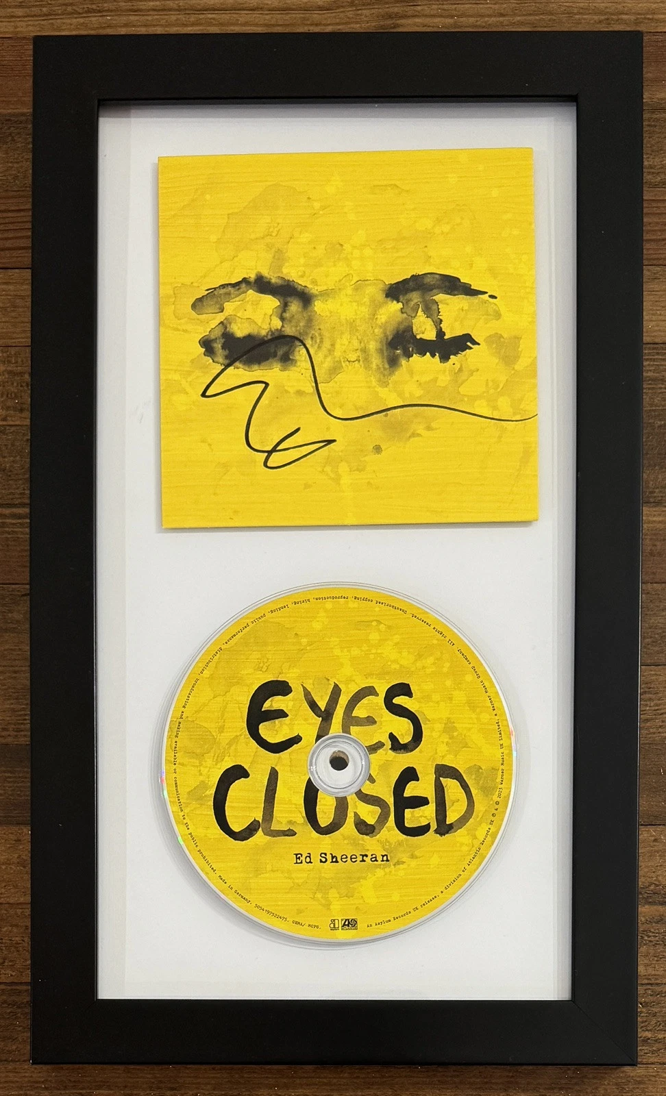 FRAMED ED SHEERAN SIGNED EYES CLOSED CD COVER & CD PSA DNA CERTIFIED AUTOGRAPH