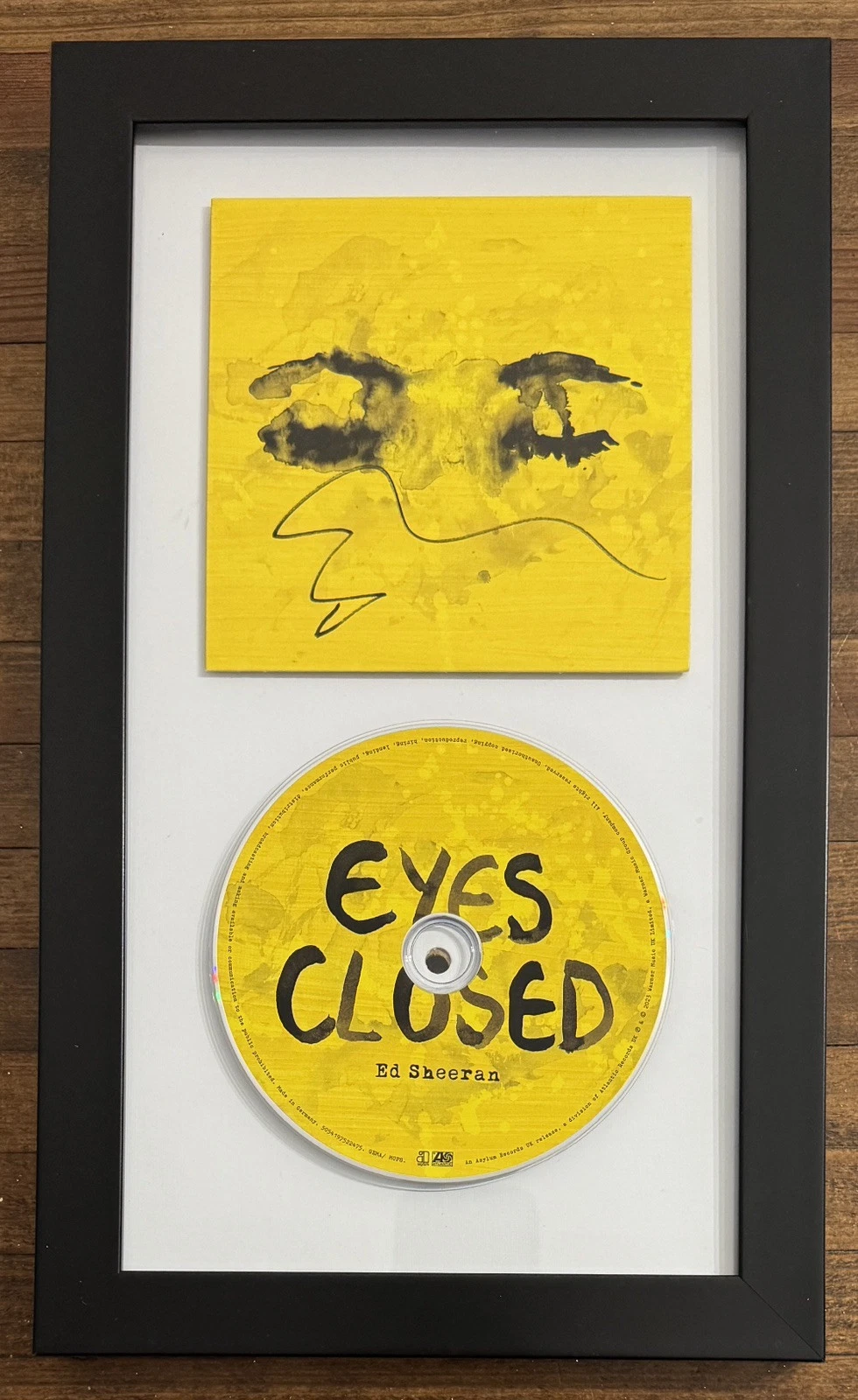 FRAMED ED SHEERAN SIGNED EYES CLOSED CD COVER & CD BECKETT BAS COA AUTOGRAPHED