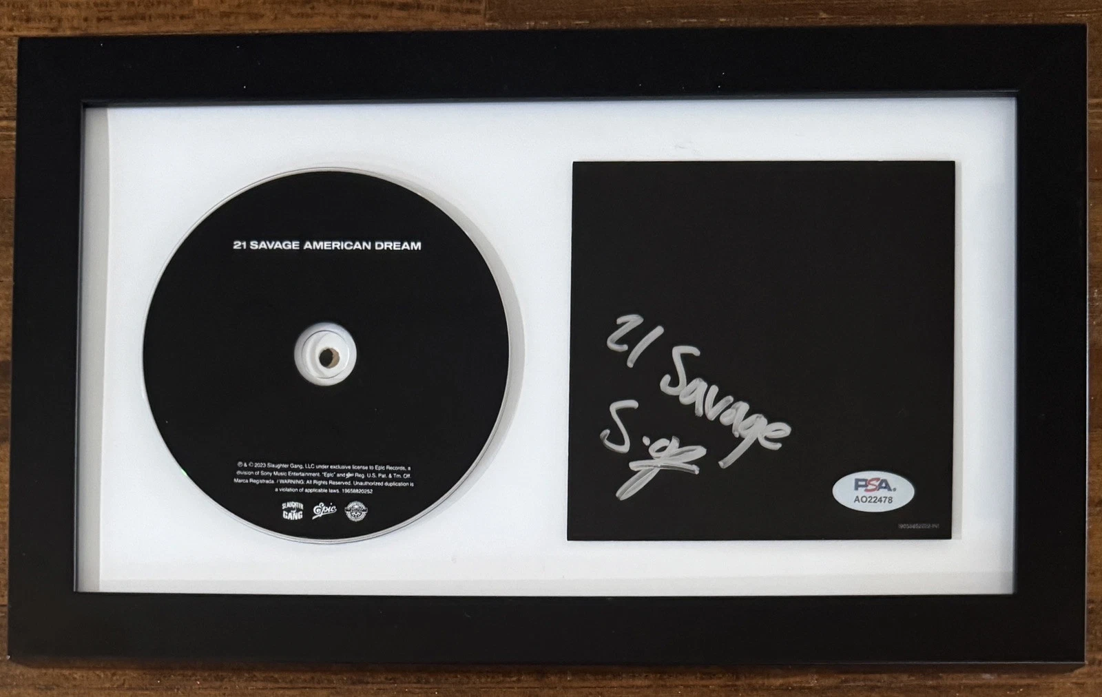 FRAMED 21 Savage American Dream CD & SIGNED Autographed Art Card PSA DNA COA