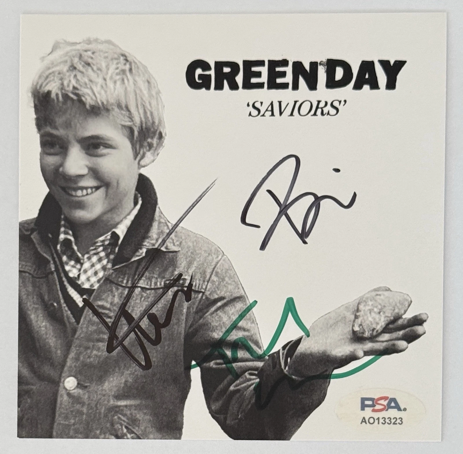 ENTIRE BAND SIGNED Green Day Saviors CD ART CARD PSA DNA COA Autographed AMAZING