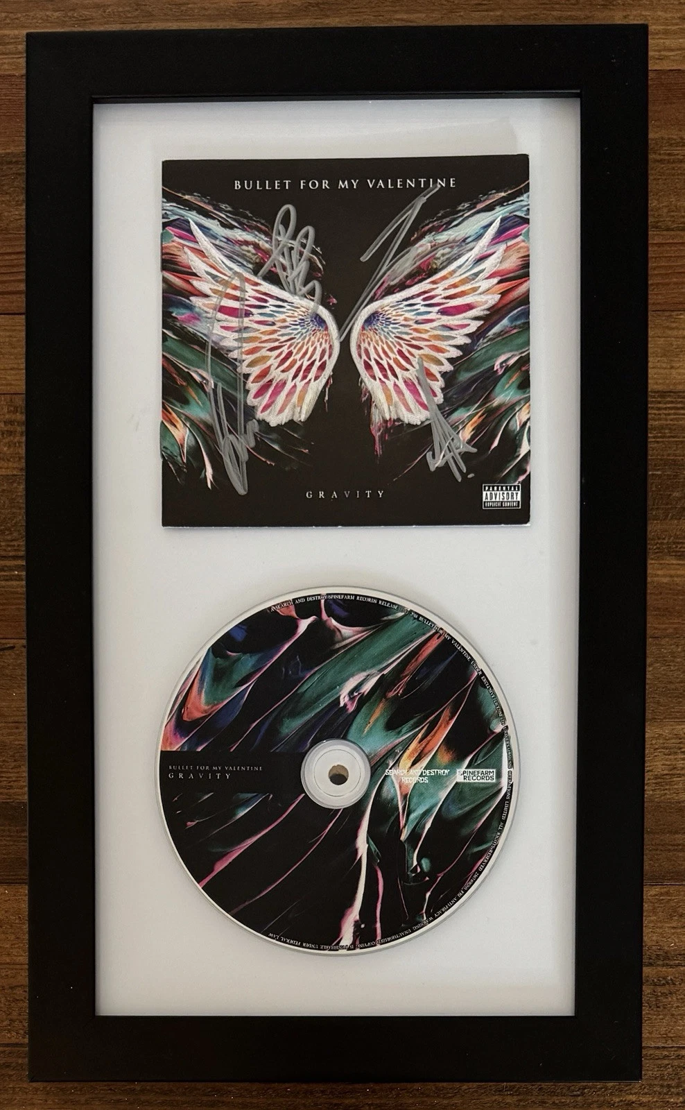 BULLET FOR MY VALENTINE SIGNED AUTOGRAPH FRAMED GRAVITY CD COVER BECKETT BAS COA