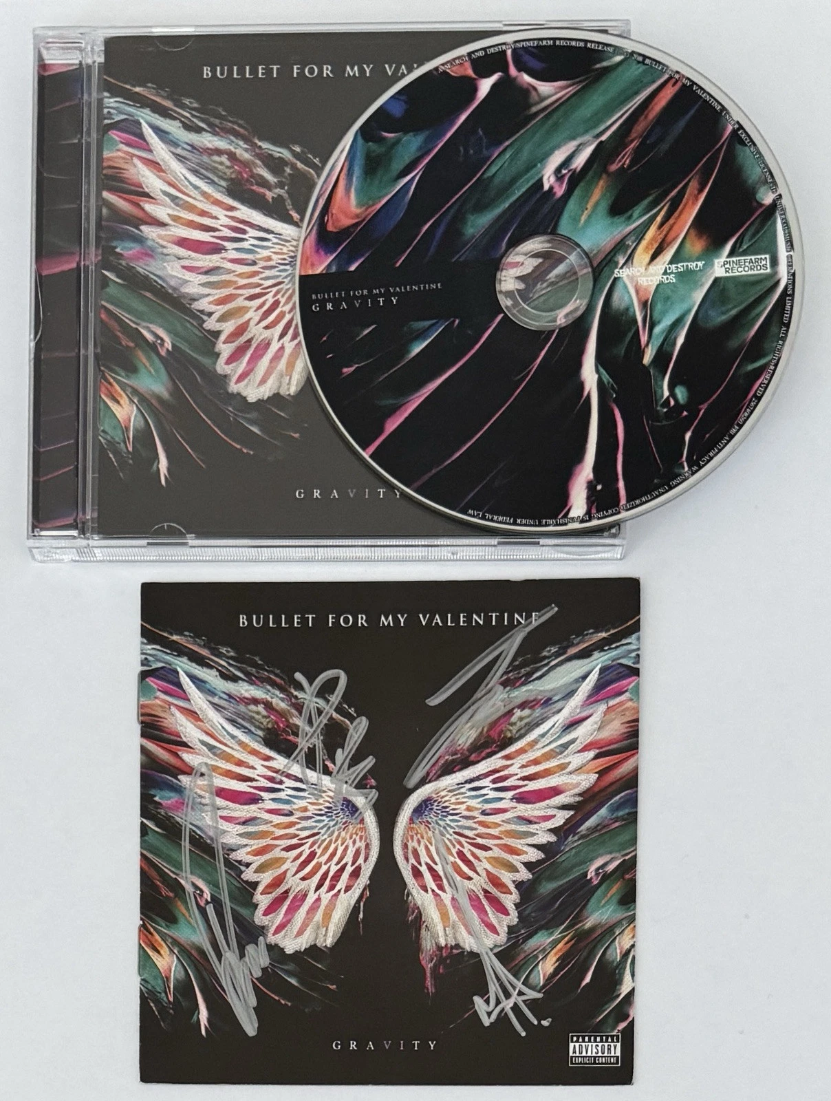 BULLET FOR MY VALENTINE SIGNED AUTOGRAPHED GRAVITY CD ALBUM BOOK BECKETT BAS COA