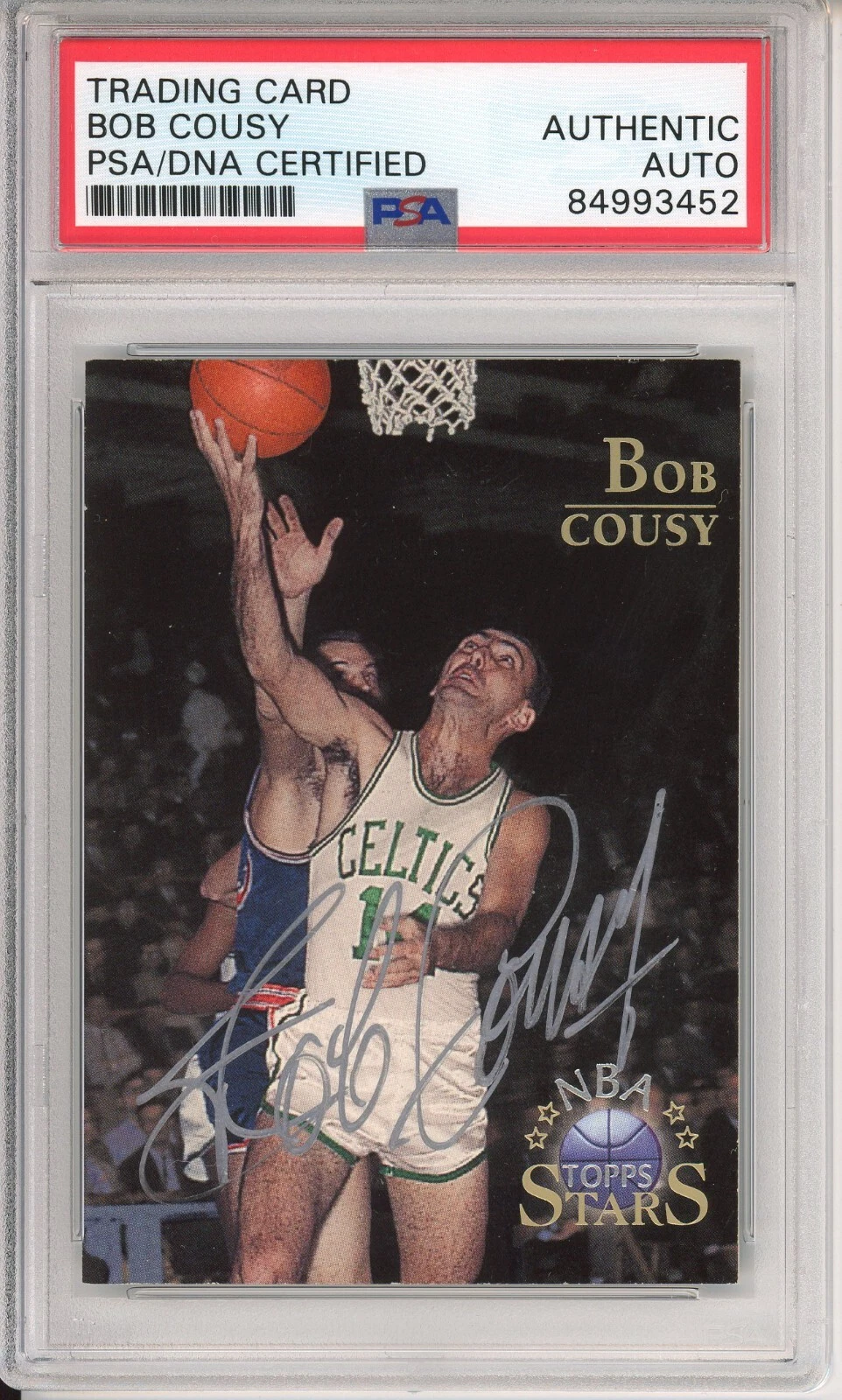 1996 Topps Stars Bob Cousy SIGNED PSA DNA COA Autograph Card Boston Celtics HOF