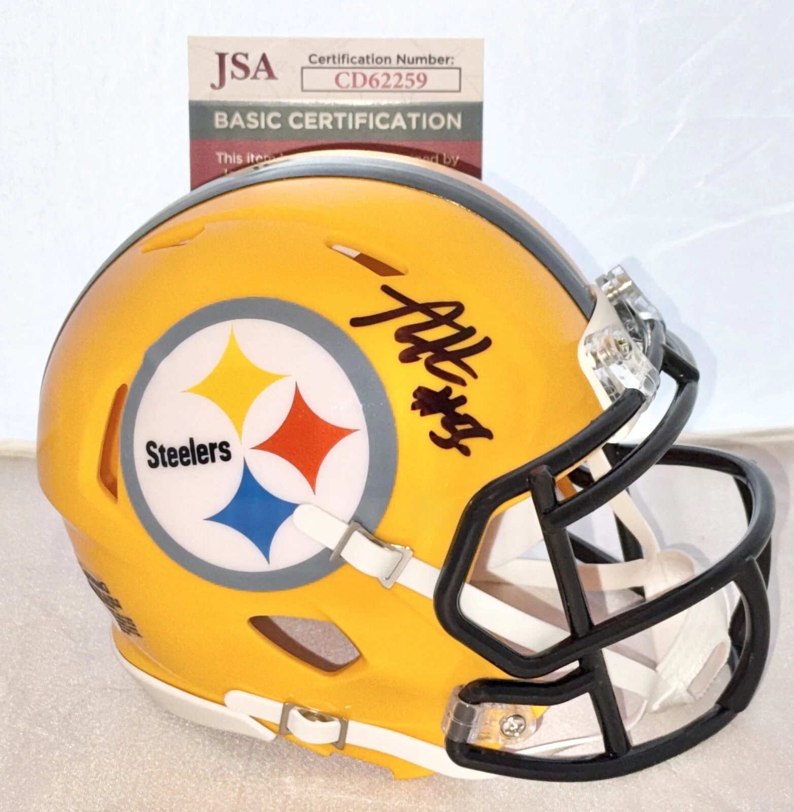 Alex Highsmith signed Pittsburgh Steelers Yellow mini helmet autographed JSA