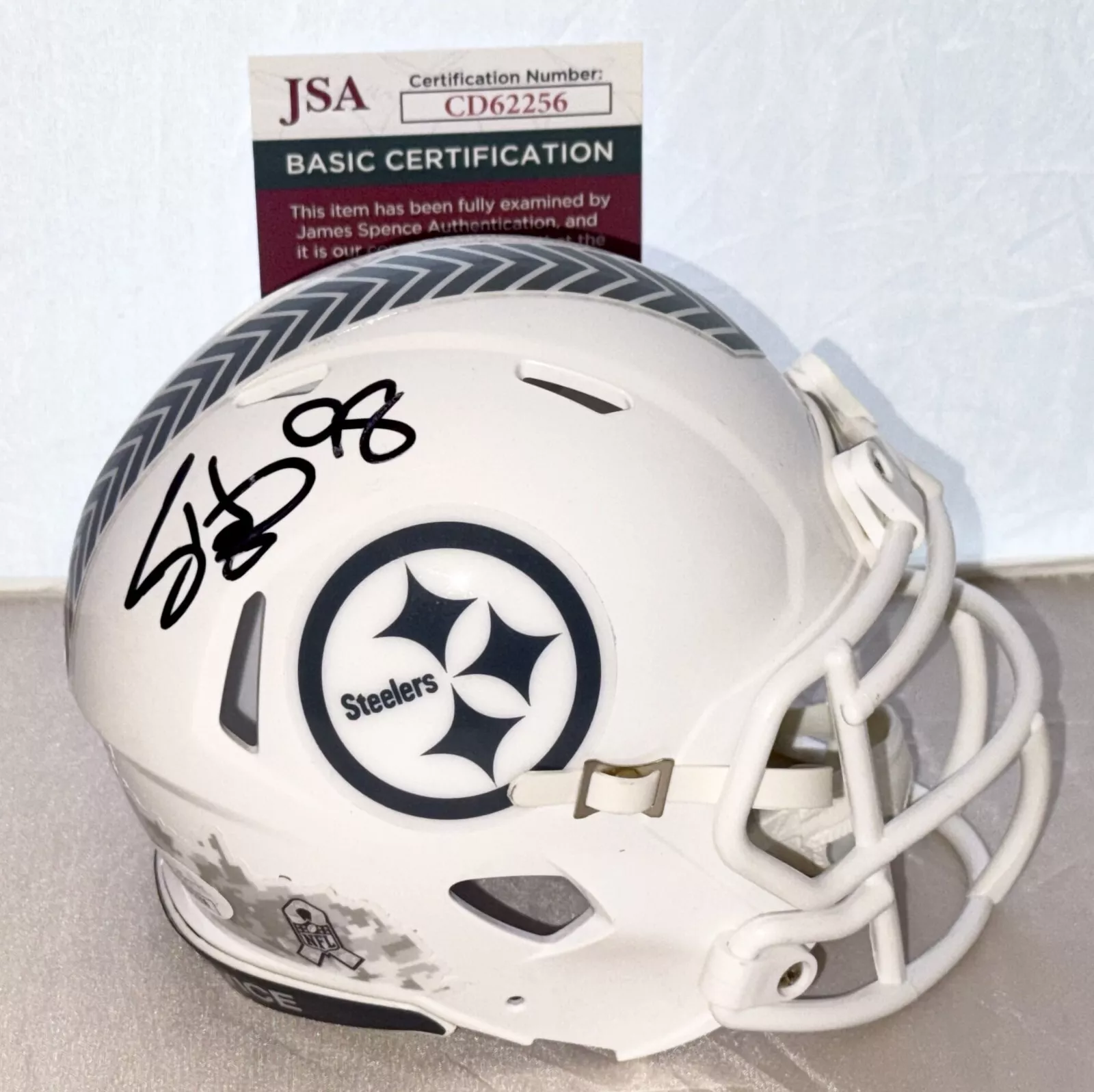 Casey Hampton signed Pittsburgh Steelers Salute To Service mini helmet JSA