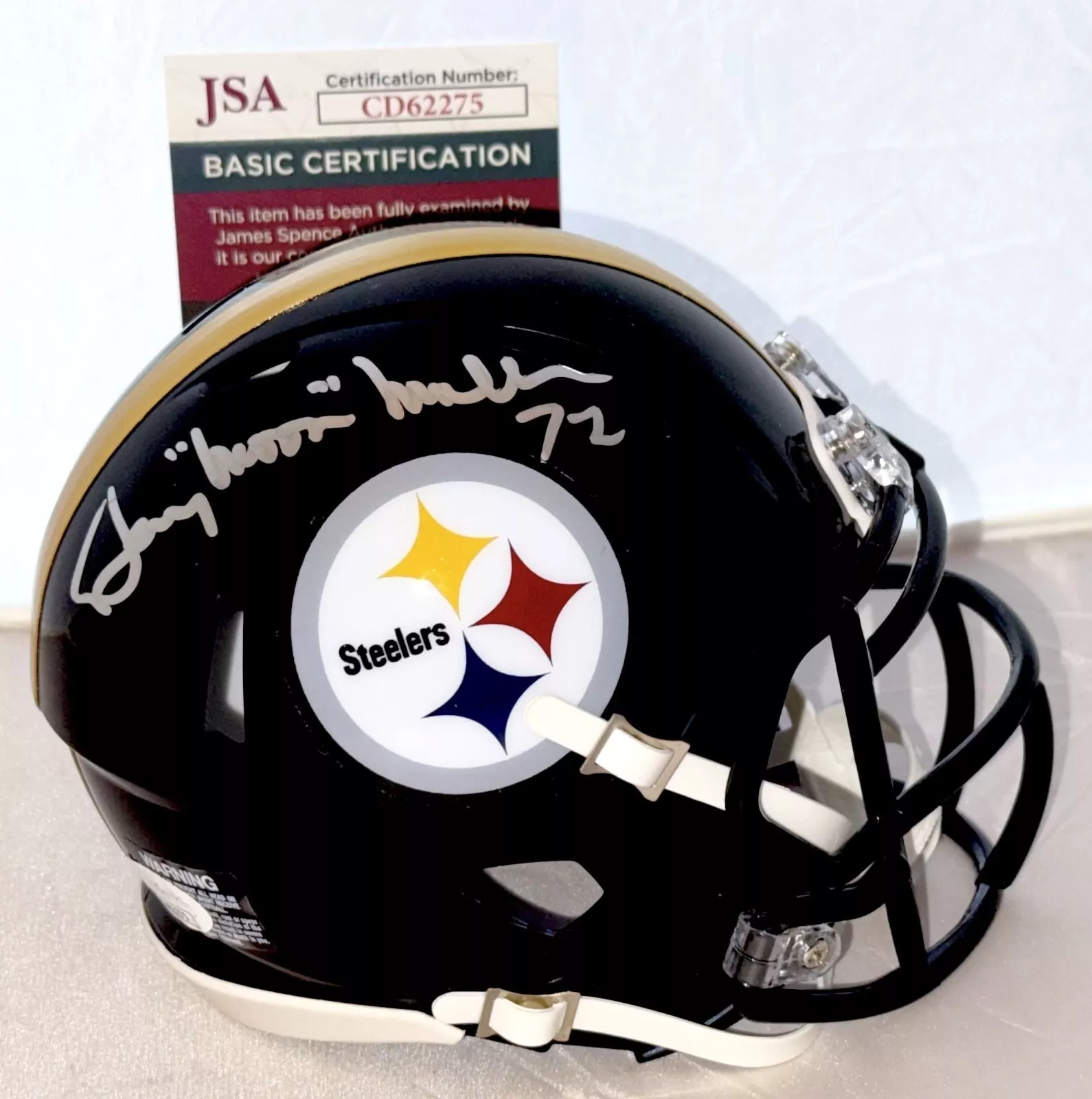 Gerry Mullins signed Pittsburgh Steelers mini helmet autographed Moon JSA