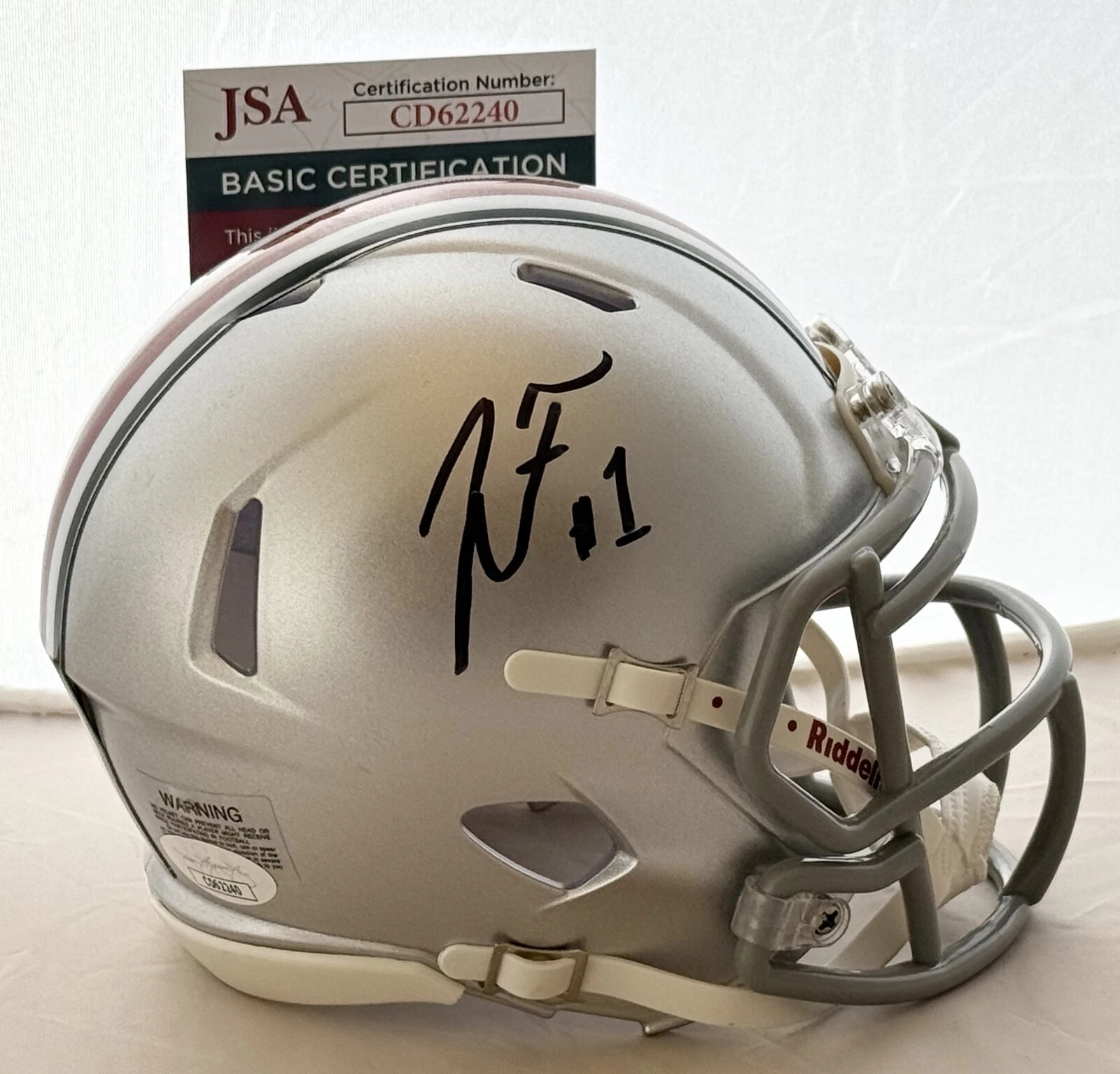 Justin Fields Jets signed Ohio State Buckeyes mini helmet autographed JSA