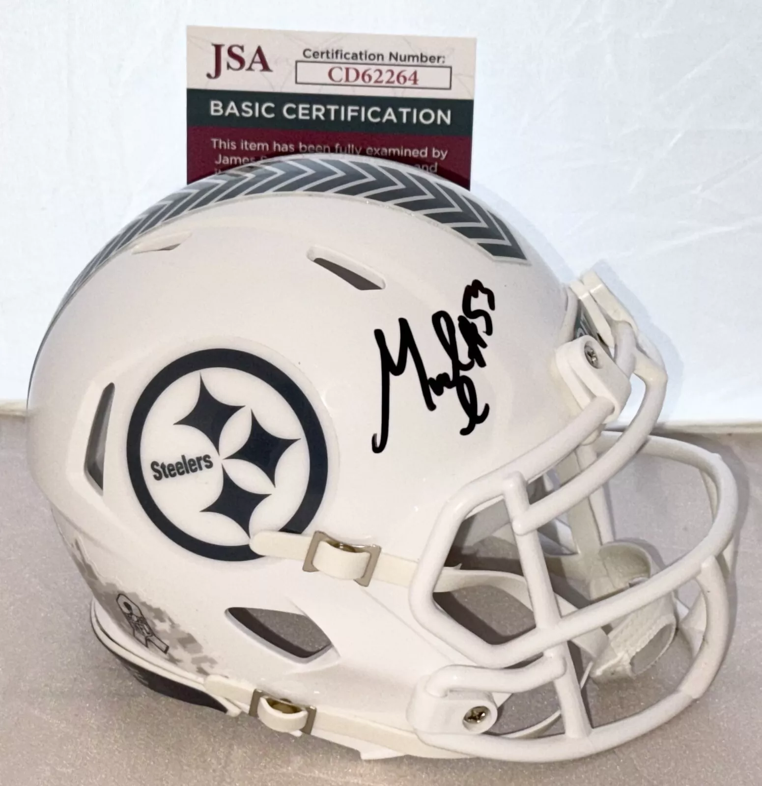 Maurkice Pouncey signed Pittsburgh Steelers Salute To Service mini helmet JSA