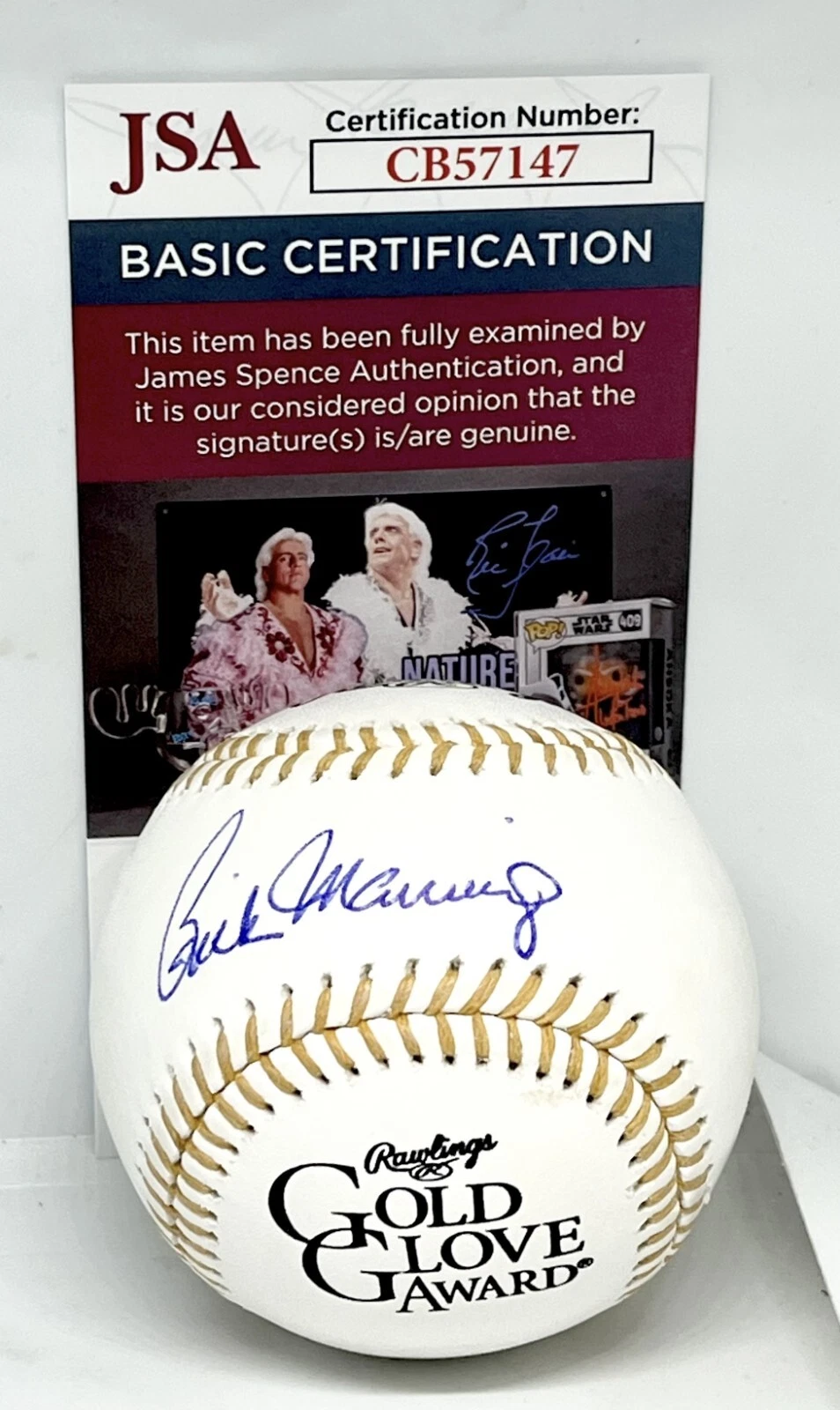 Rick Manning Indians Brewers signed Gold Glove Baseball Ball autographed JSA