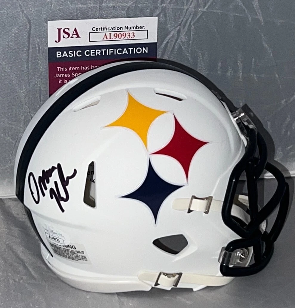 Omar Khan signed Pittsburgh Steelers Amp mini helmet autographed JSA