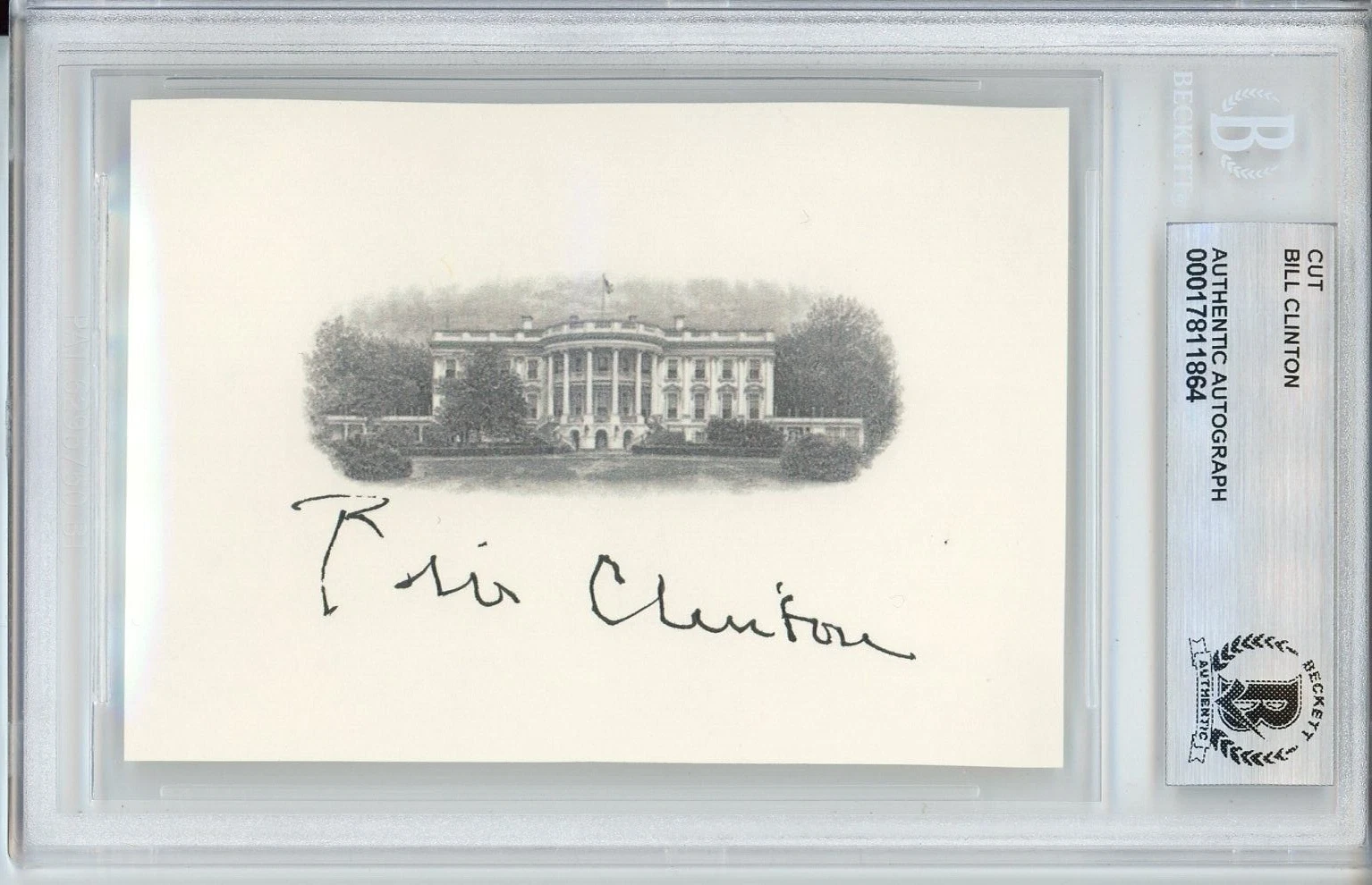 President Bill Clinton SIGNED AUTOGRAPH The White House Engrave BECKETT BAS COA