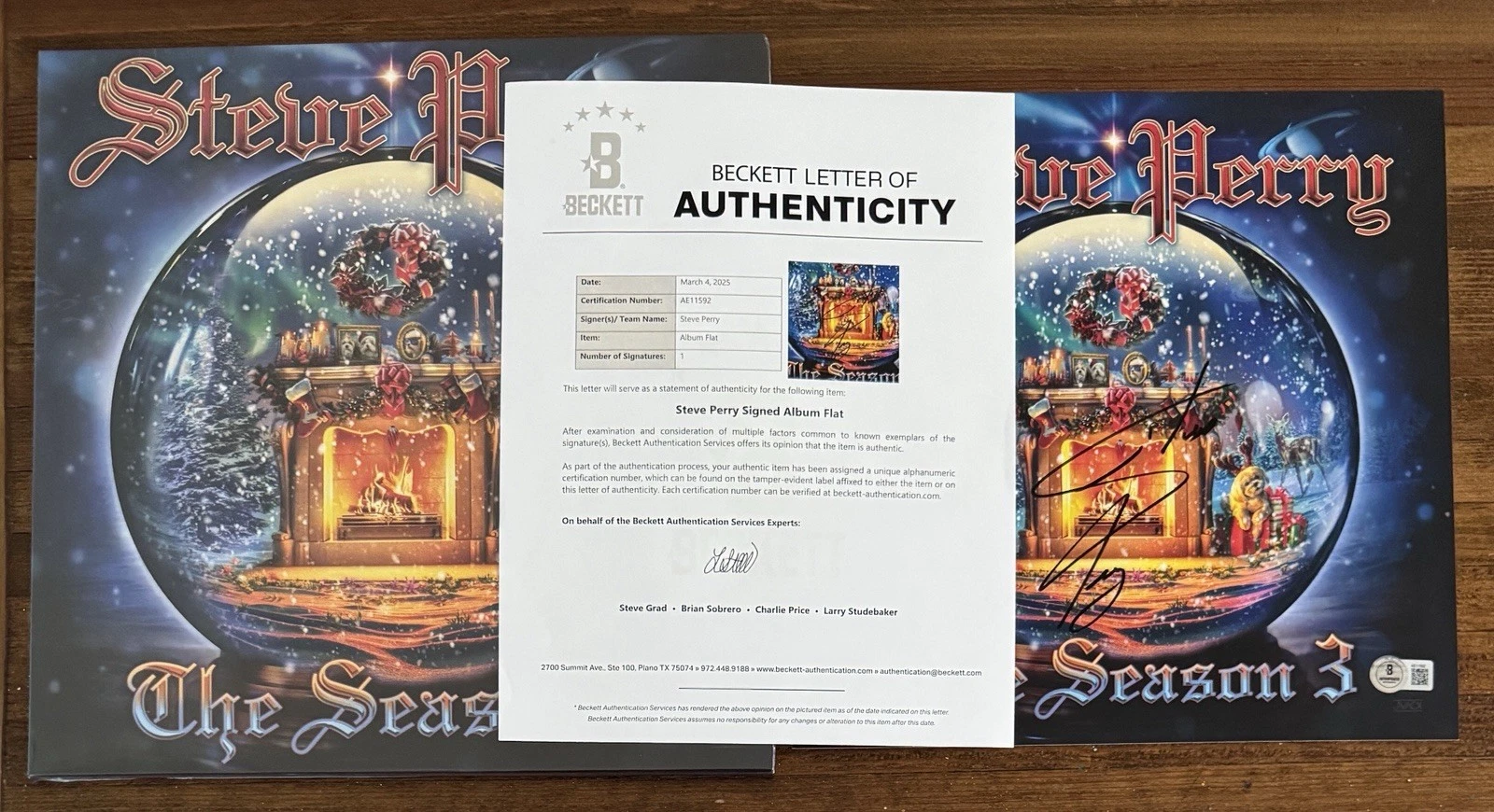 Steve Perry Season Journey Vinyl LP SIGNED Album Card Autograph Beckett BAS COA