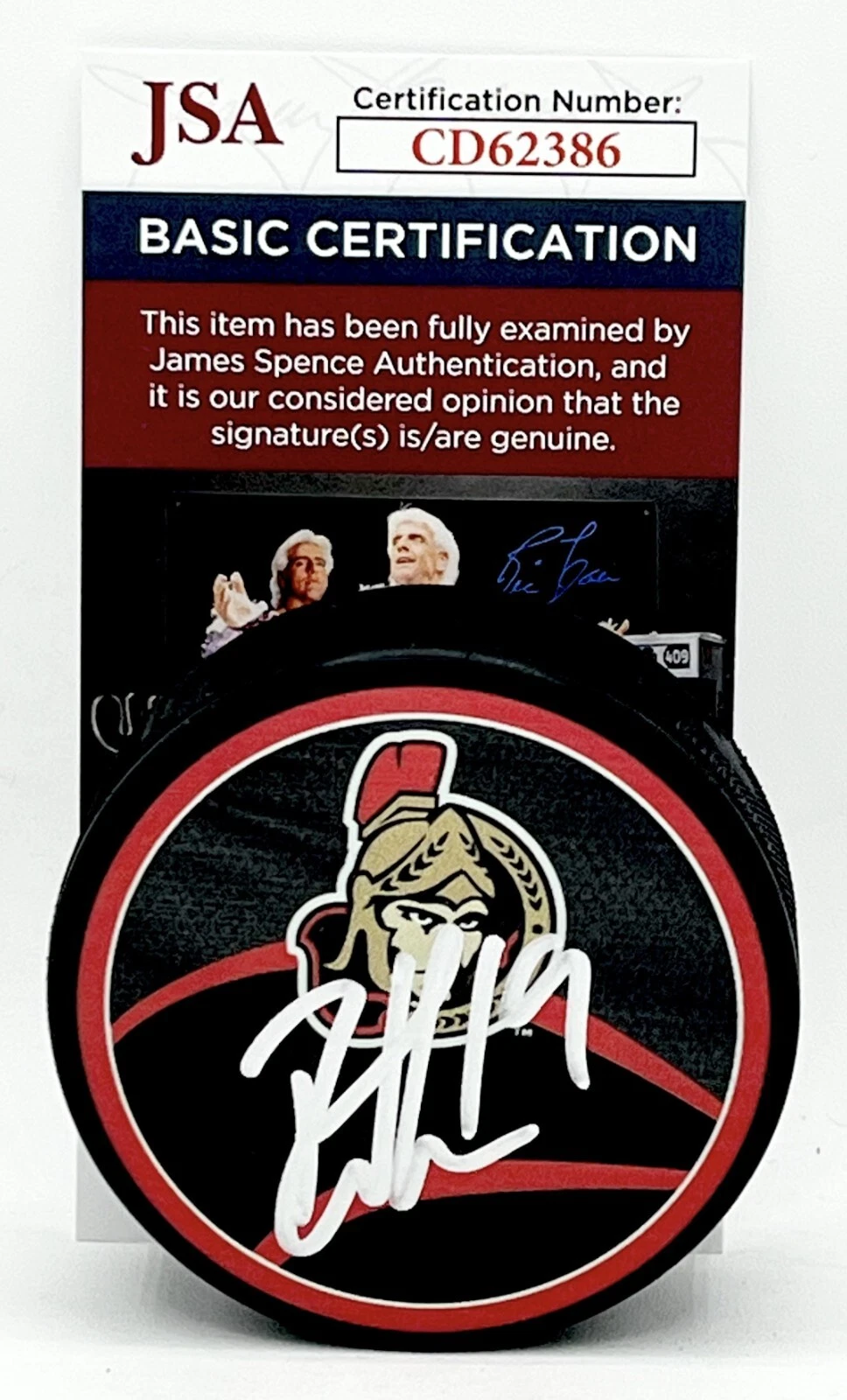 Drake Batherson signed Ottawa Senators Reverse Retro Puck autographed #2 JSA COA