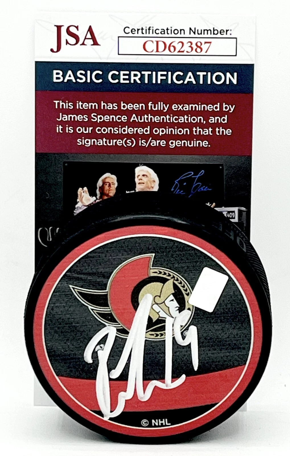 Drake Batherson signed Ottawa Senators Reverse Retro Puck autographed JSA COA