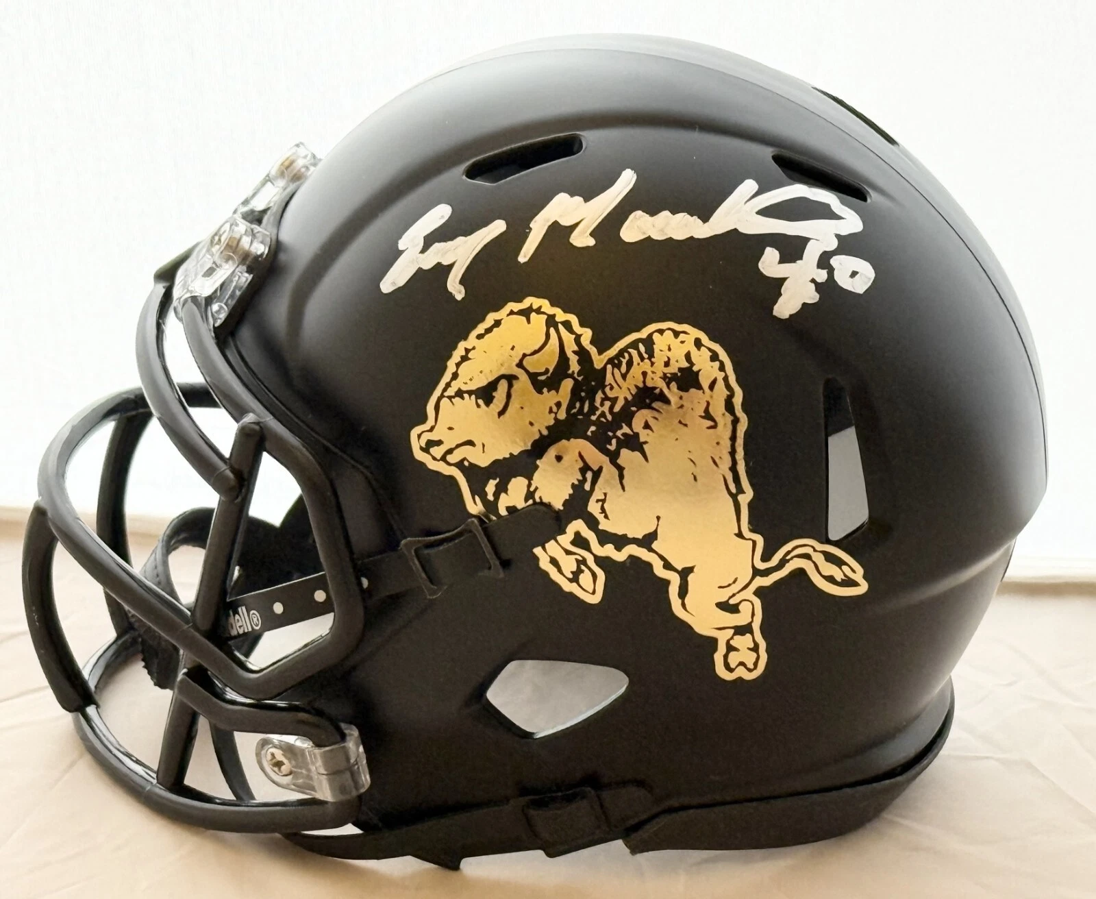 Emery Moorehead signed Colorado Buffaloes mini helmet Beckett Witnessed