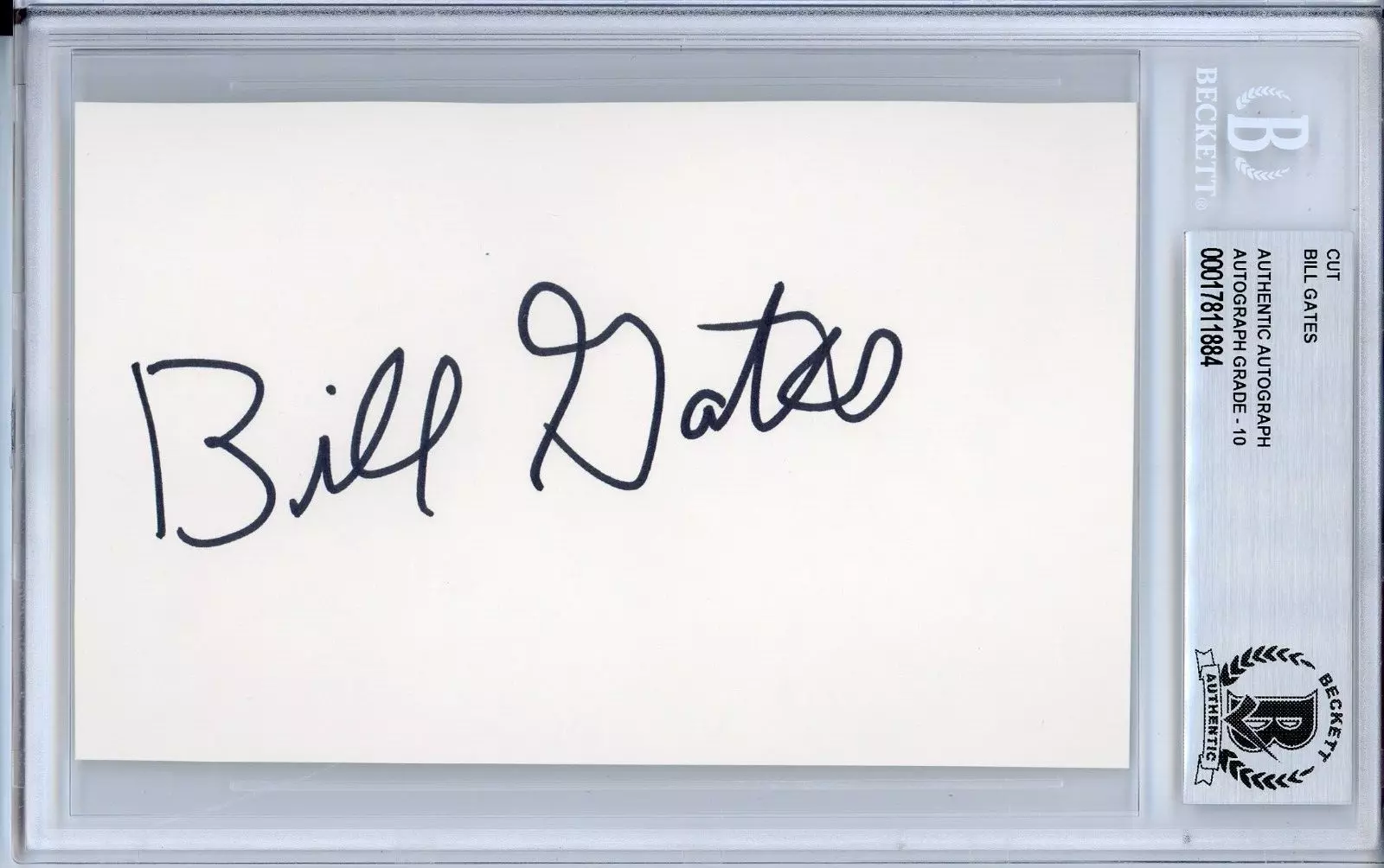 SIGNED Bill Gates  CUT Microsoft Founder Beckett BAS COA PERFECT 10 AUTOGRAPH