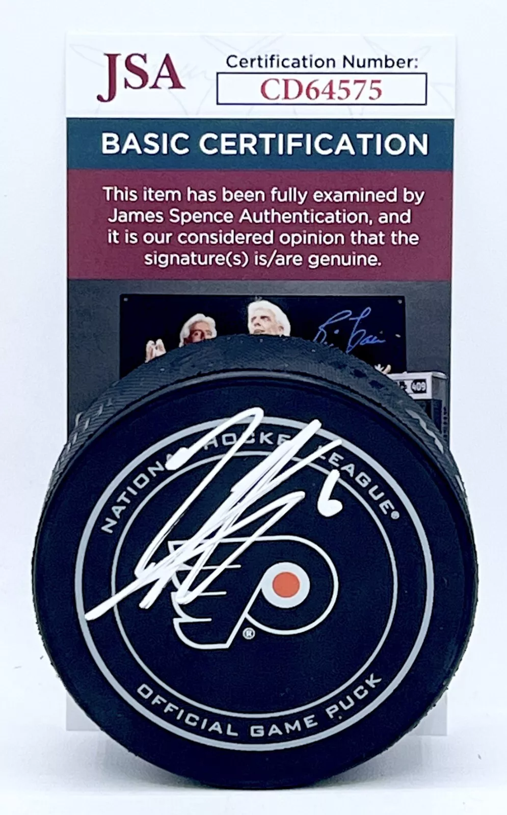 Travis Sanheim signed Philadelphia Flyers Official Game Puck autographed JSA