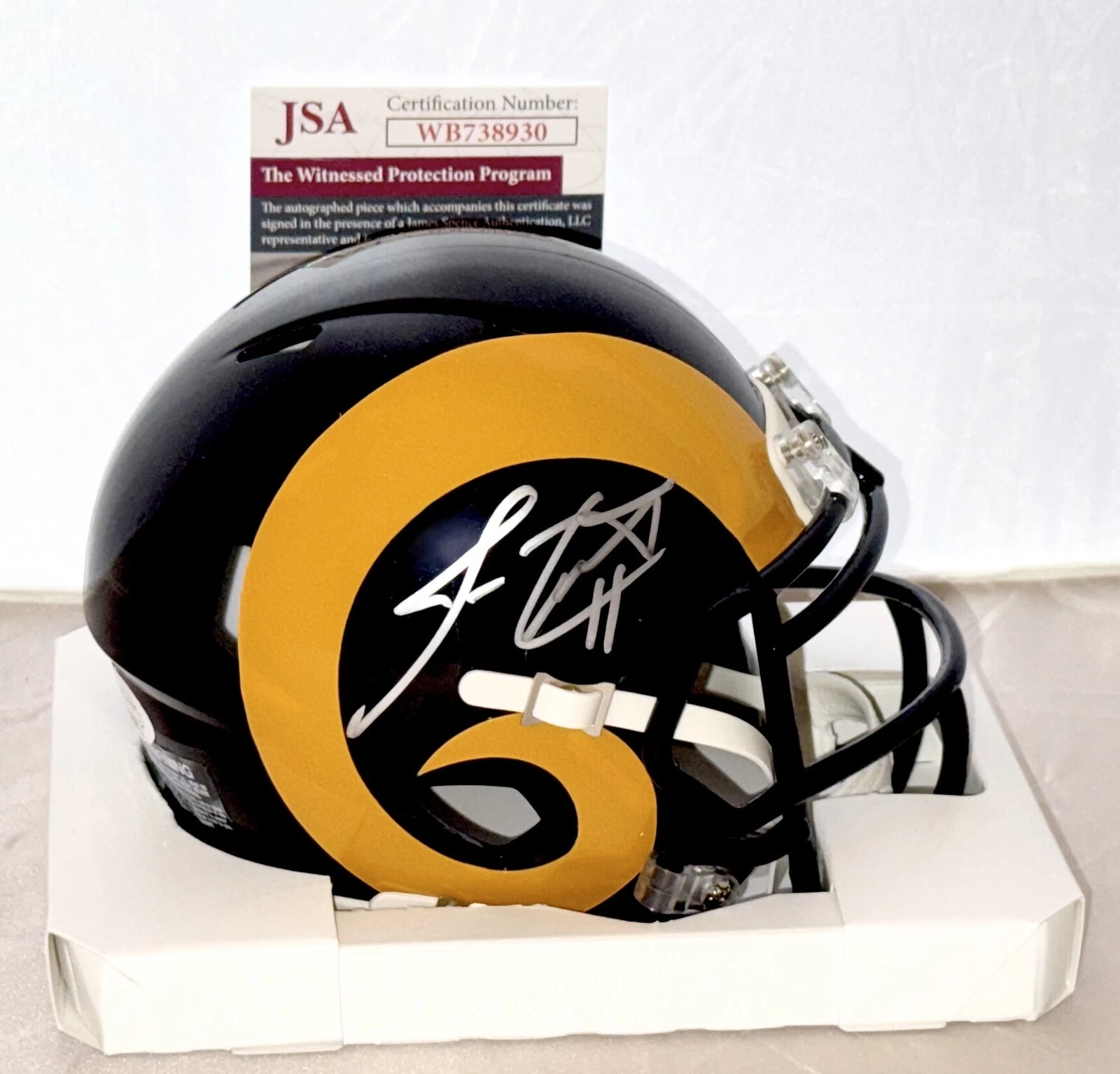 Jim Everett signed Los Angeles Rams mini helmet autographed JSA Witnessed