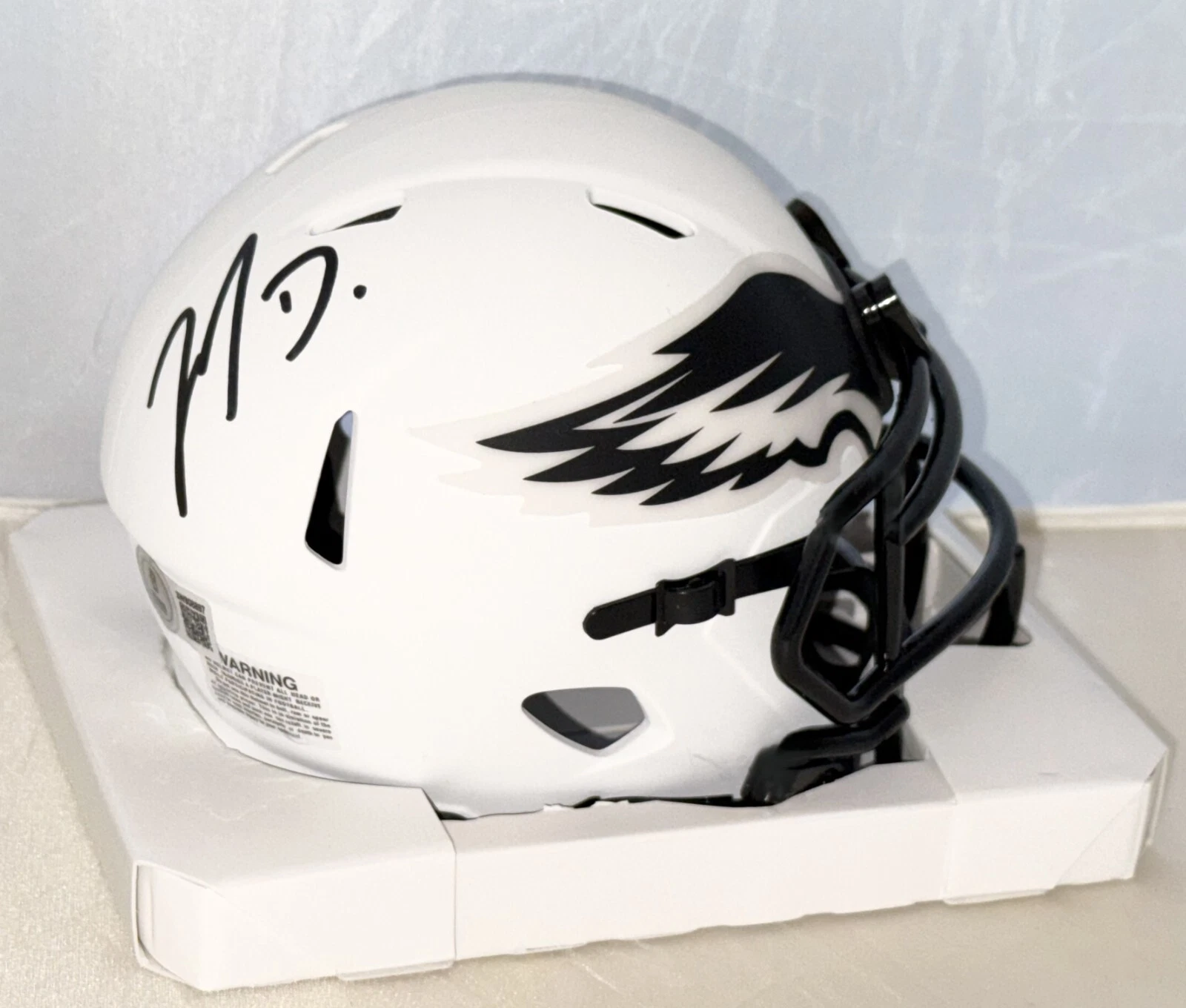 Jahan Dotson signed Philadelphia Eagles Lunar Eclipse mini helmet Beckett Witnes