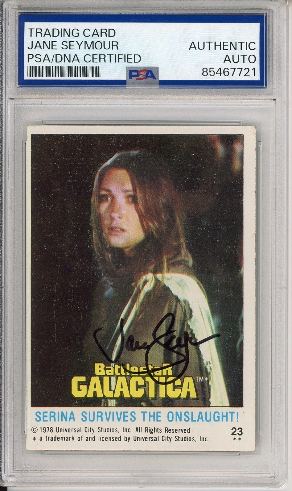 1978 TOPPS BATTLESTAR GALACTICA #23 JANE SEYMOUR SIGNED AUTOGRAHED PSA DNA COA COLLECTIBLE MEMORABILIA