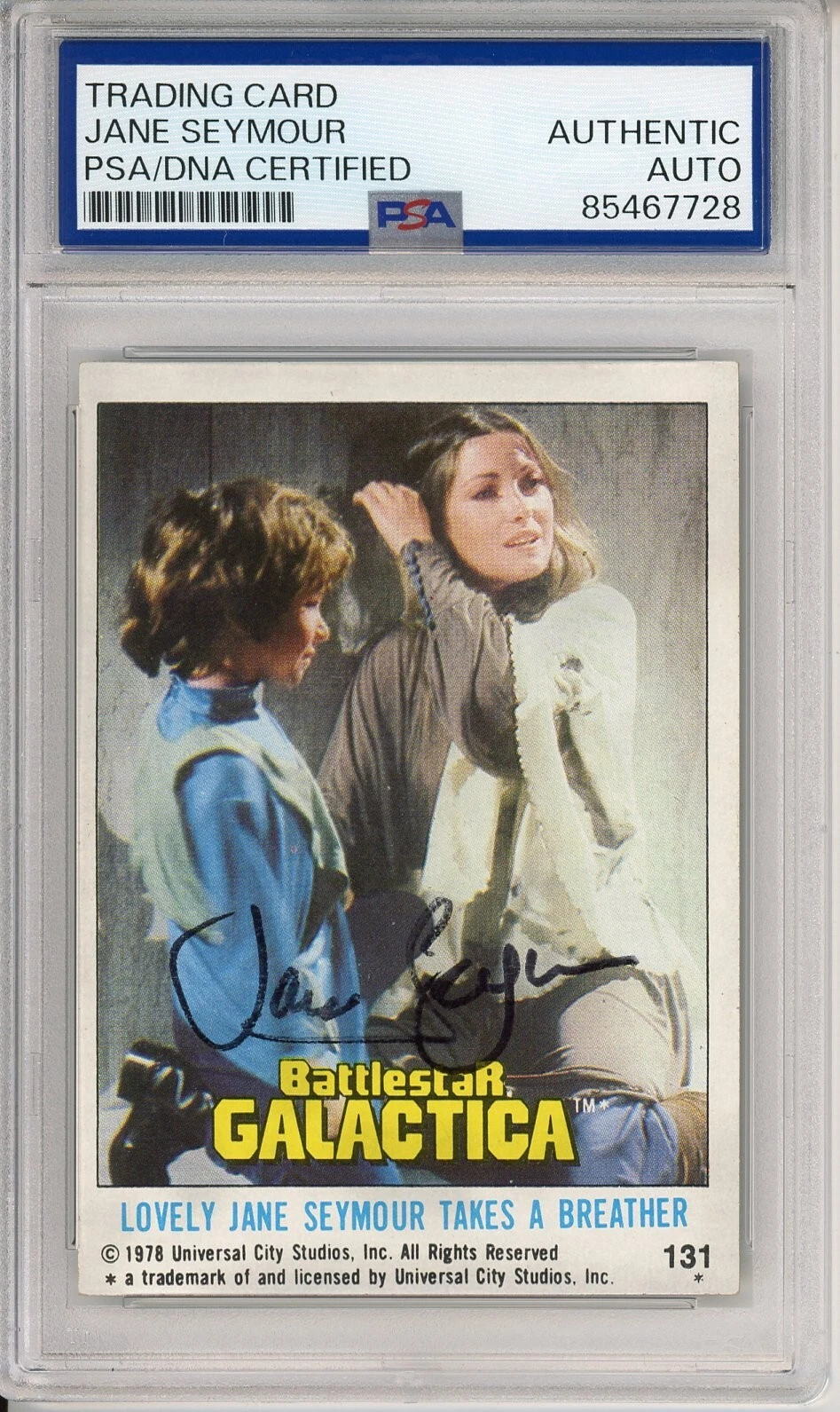 1978 Topps Battlestar Galactica #131 Jane Seymour SIGNED AUTOGRAHED PSA DNA COA