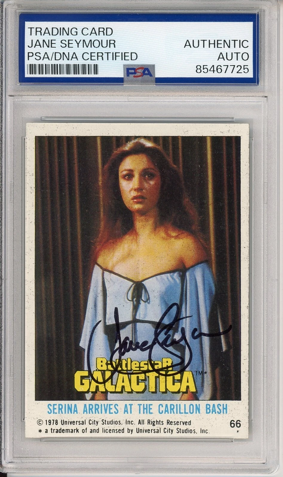 1978 TOPPS BATTLESTAR GALACTICA #66 JANE SEYMOUR SIGNED AUTOGRAHED PSA DNA COA COLLECTIBLE MEMORABILIA