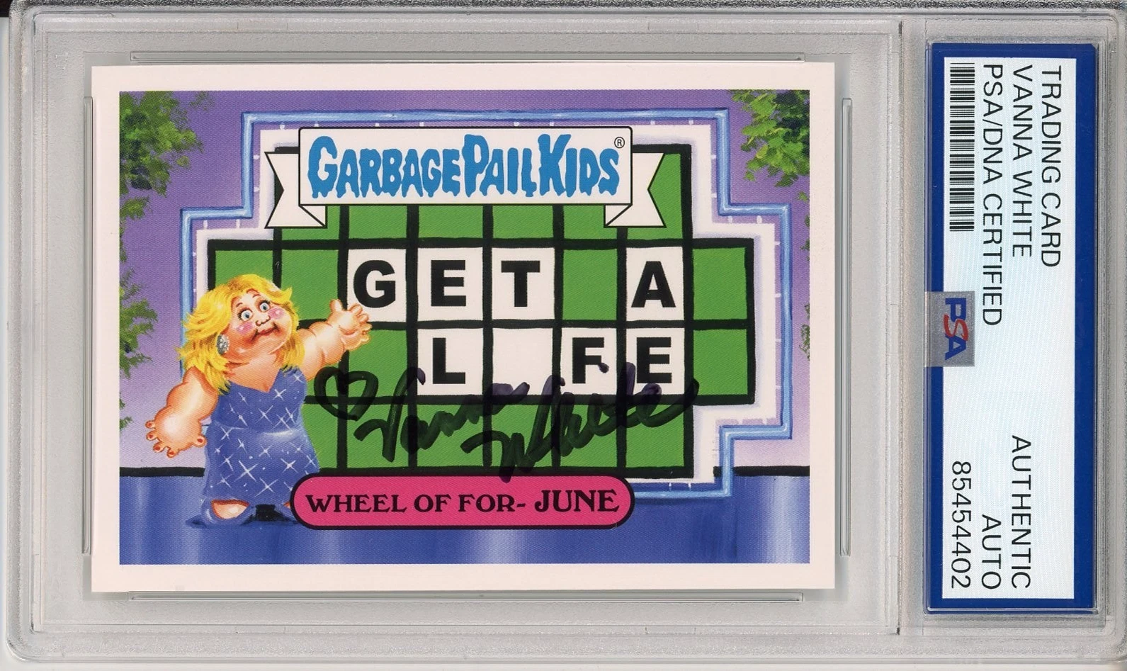 2016 TOPPS GARBAGE PAIL KIDS #2a WHEEL OF FORTUNE VANNA WHITE SIGNED PSA DNA COA