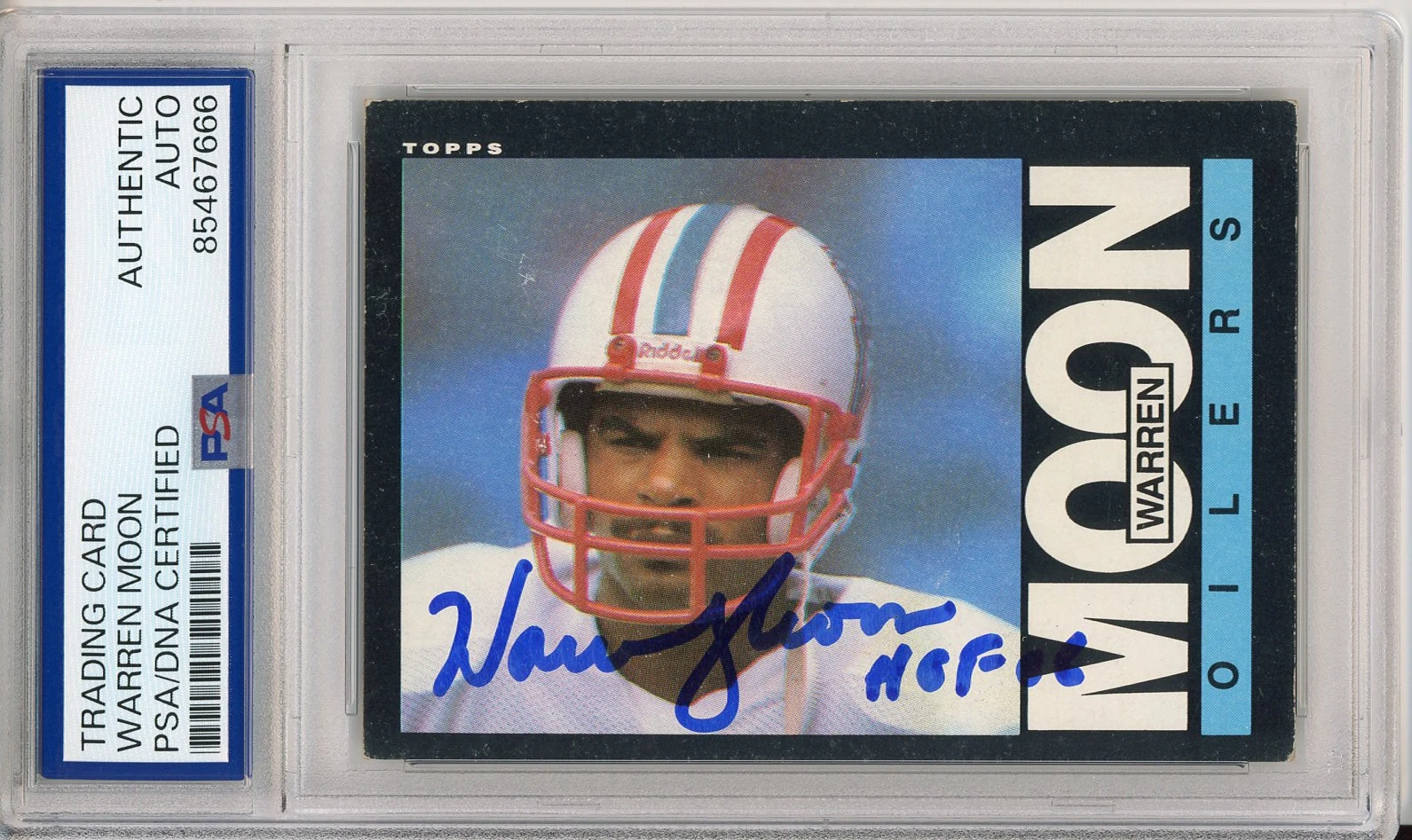 1985 TOPPS WARREN MOON SIGNED HOF ROOKIE RC CARD PSA DNA COA CERTIFIED AUTOGRAPH