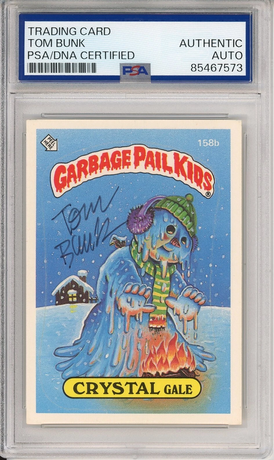 SIGNED Tom Bunk 1986 Topps Garbage Pail Kids GPK Crystal Gale #158b PSA DNA COA