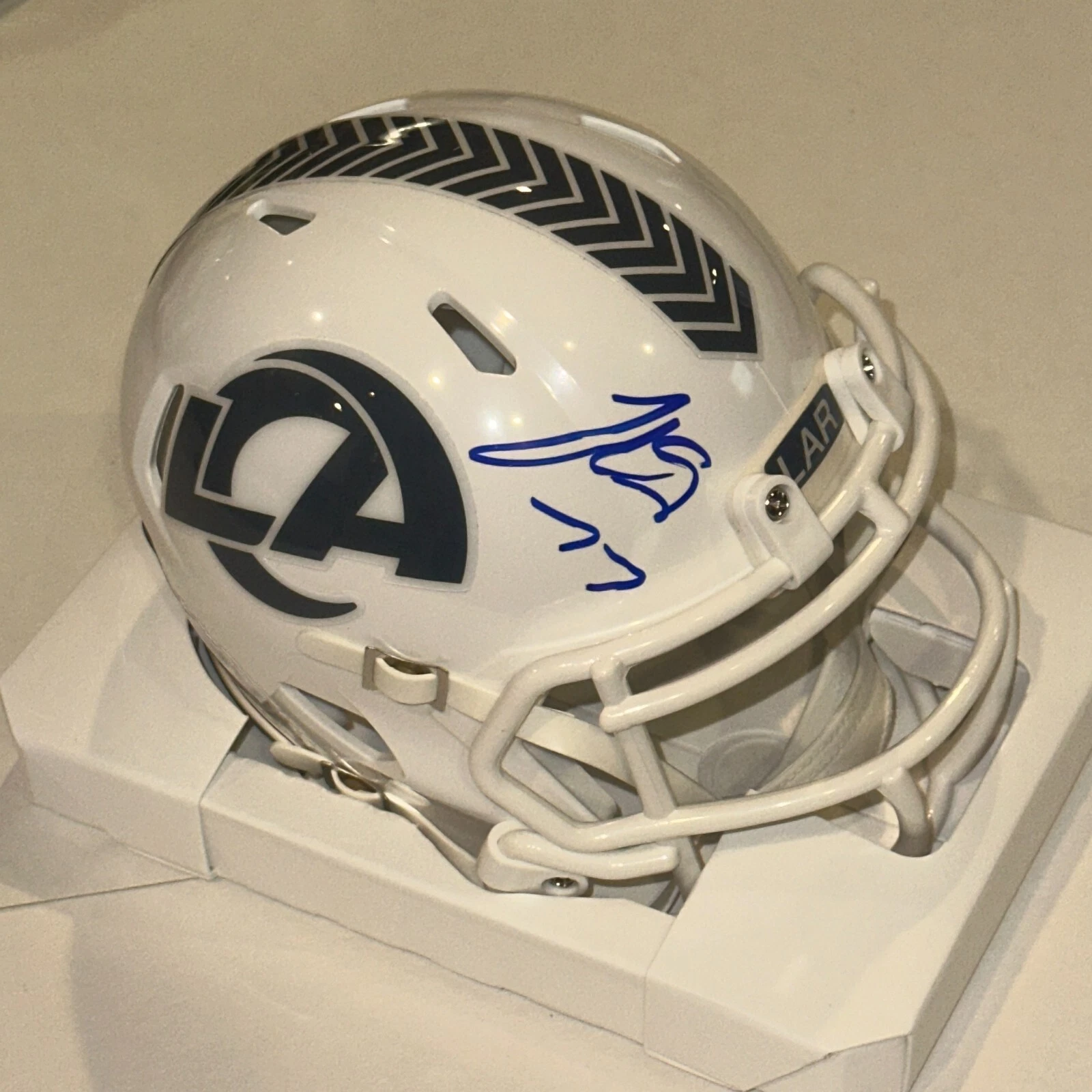 ANDREW WHITWORTH Signed L.A. RAMS SALUTE TO SERVICE Mini-helmet Beckett (BAS)
