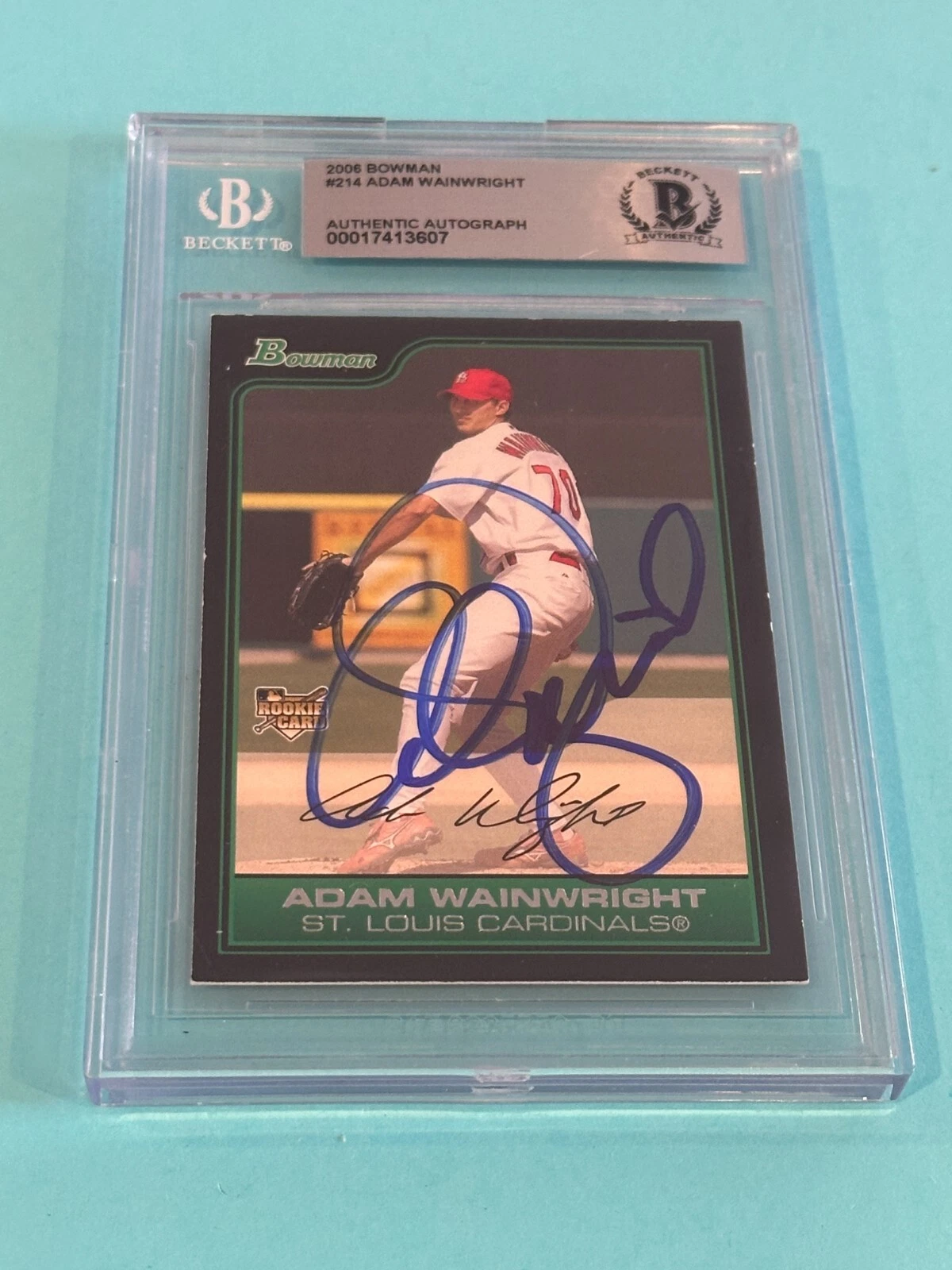 ADAM WAINWRIGHT Signed 2006 BOWMAN Card #214 Beckett (BAS)
