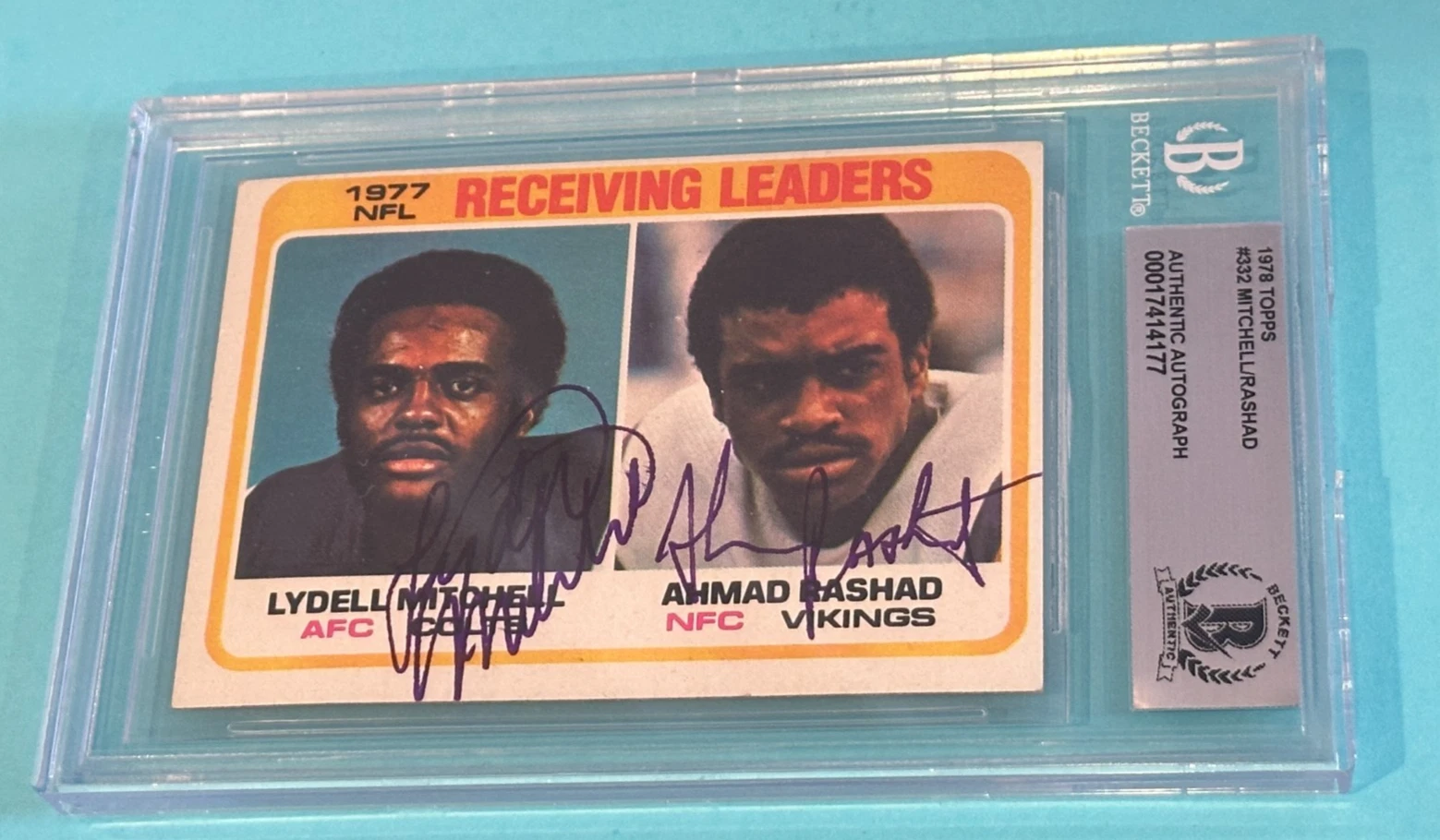 LYDELL MITCHELL & AHMAD RASHAD Signed 1978 TOPPS Card #332 Beckett (BAS)