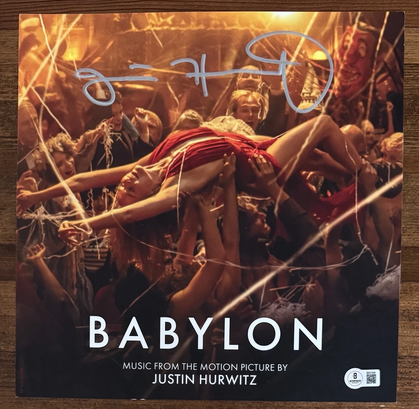 SIGNED Justin Hurwitz Babylon Soundtrack Cover Card & Vinyl 2LP BAS Beckett COA